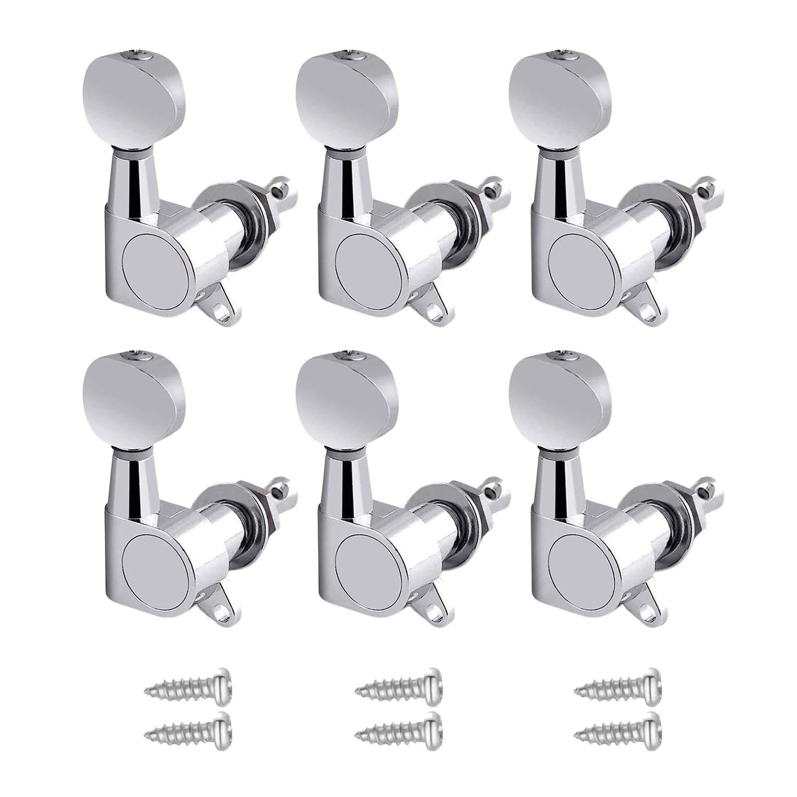 6x Guitar Tuning Pegs Sealed String Pegs for Classic Guitars Electric Guitar Argent 6R