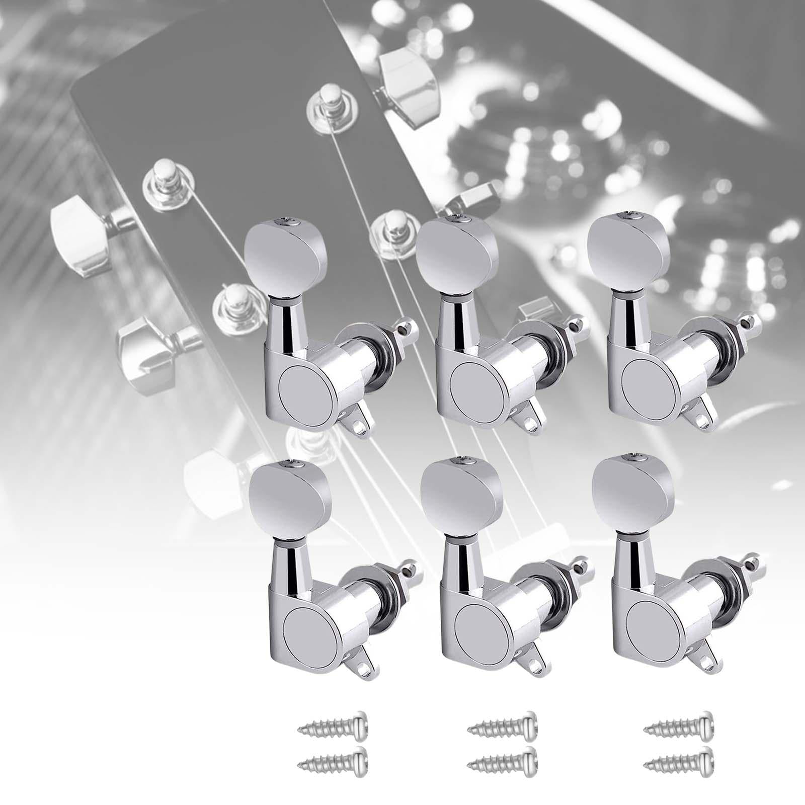 6x Guitar Tuning Pegs Sealed String Pegs for Classic Guitars Electric Guitar Argent 6R