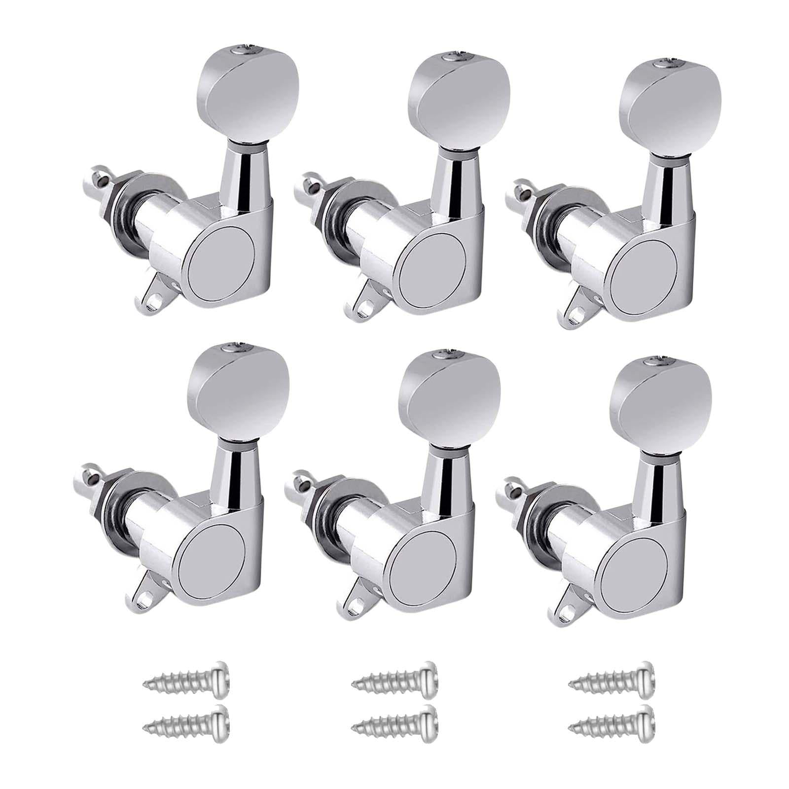 6x Guitar Tuning Pegs Sealed String Pegs for Classic Guitars Electric Guitar Argent 6L