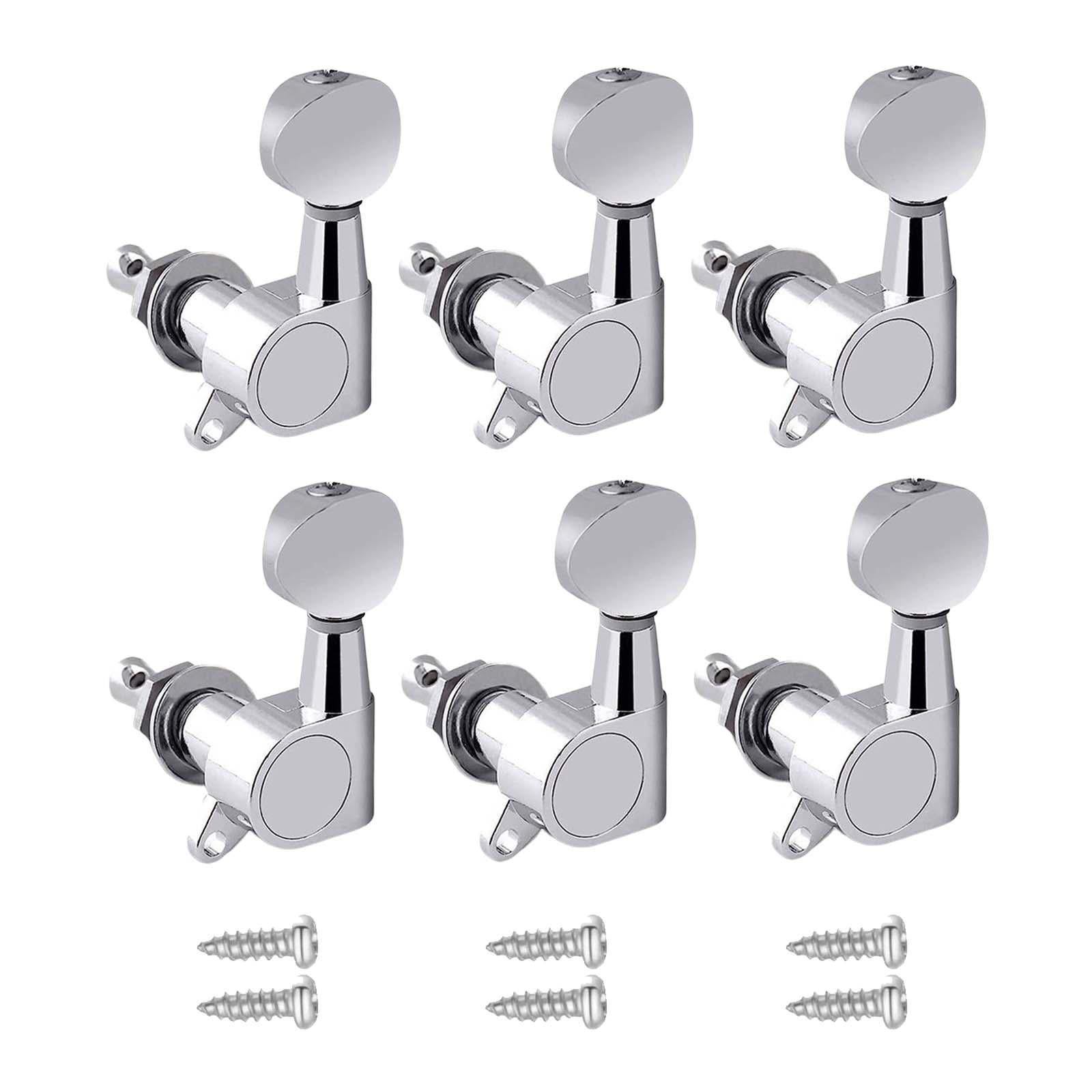 6x Guitar Tuning Pegs Sealed String Pegs for Classic Guitars Electric Guitar Argent 6L