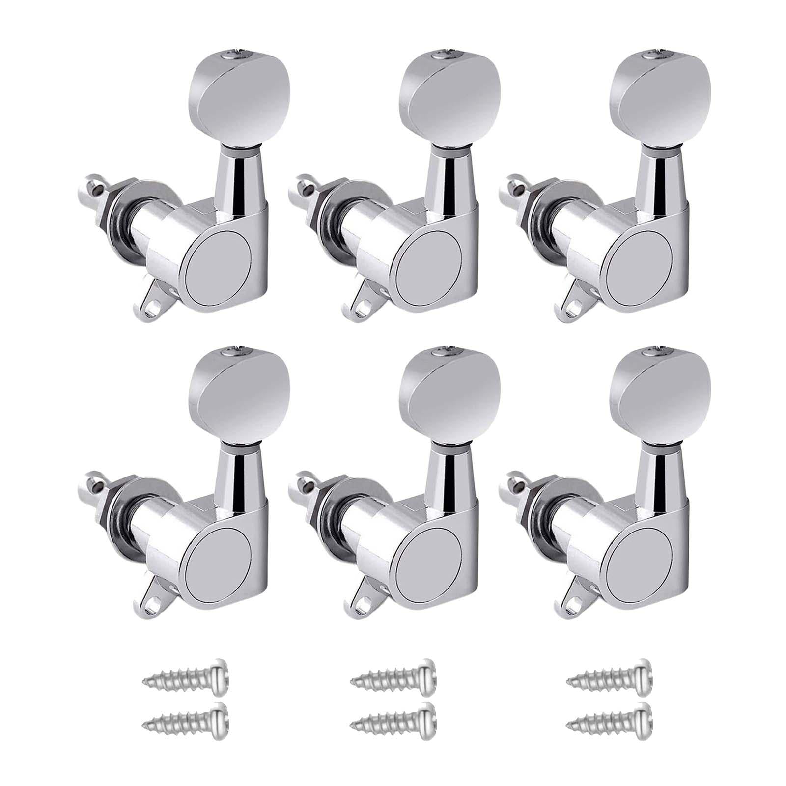 6x Guitar Tuning Pegs Sealed String Pegs for Classic Guitars Electric Guitar Argent 6L