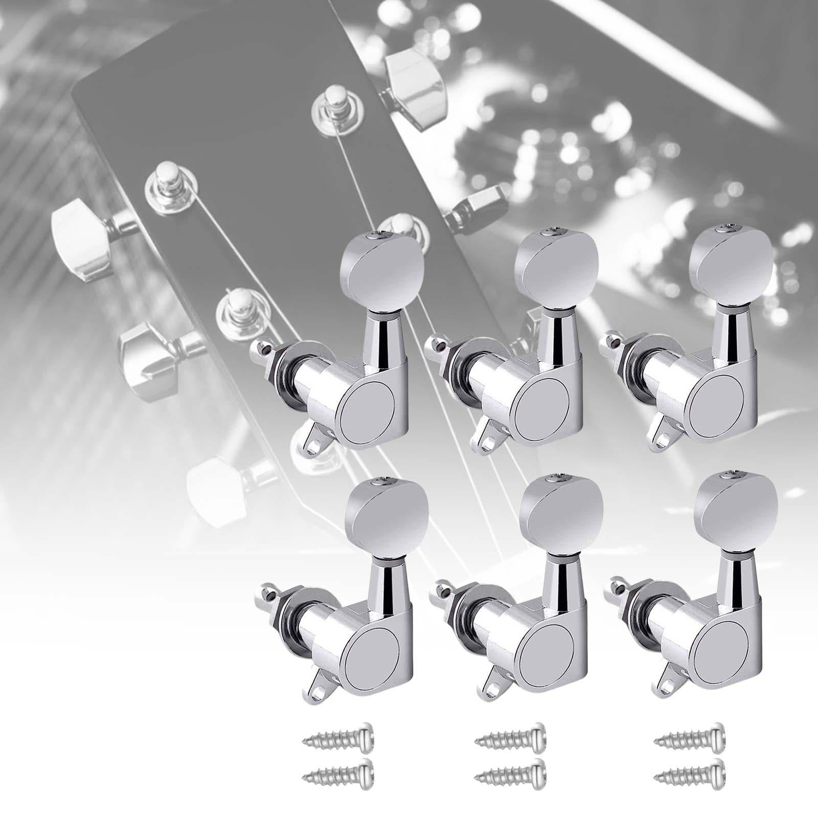 6x Guitar Tuning Pegs Sealed String Pegs for Classic Guitars Electric Guitar Argent 6L