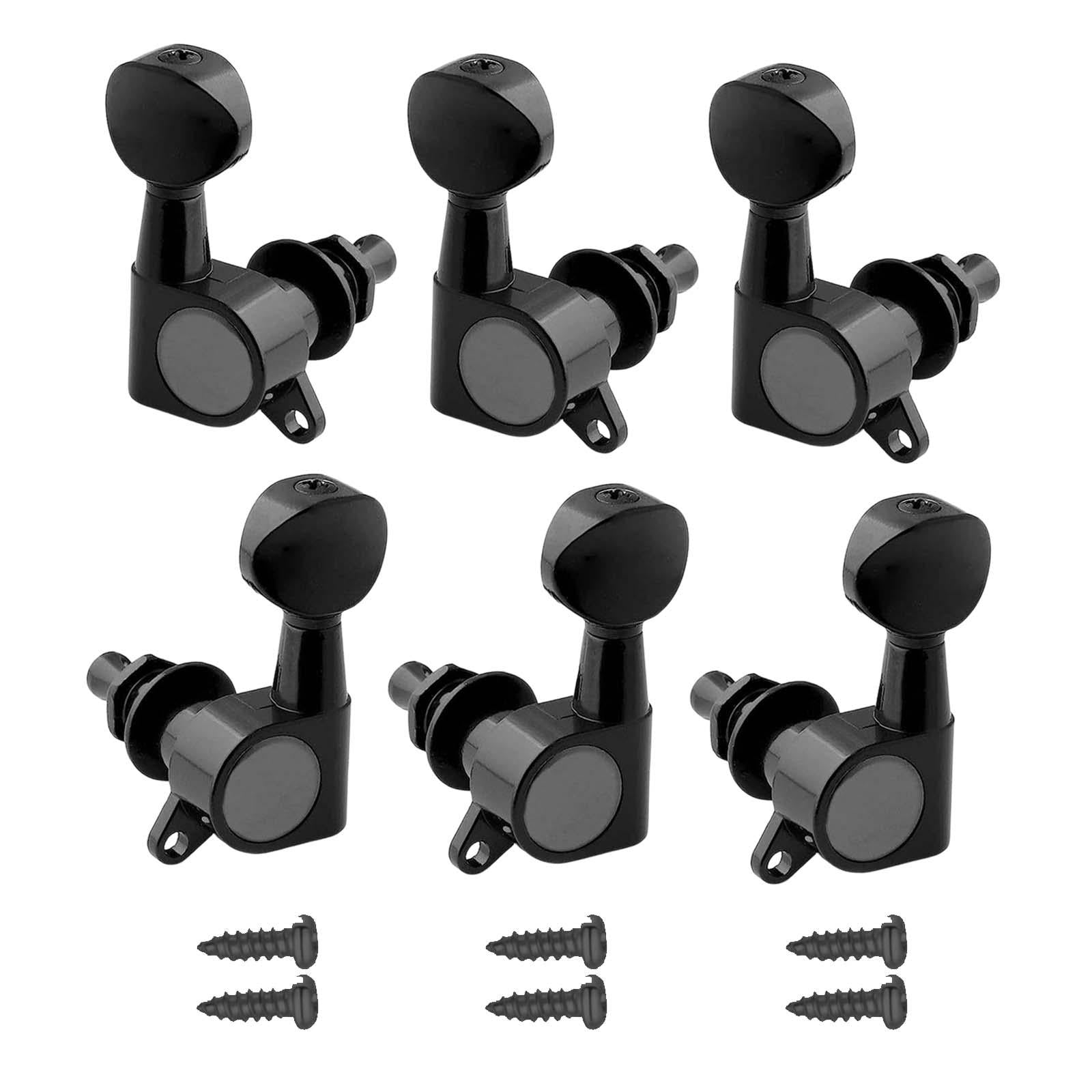 6x Guitar Tuning Pegs Sealed String Pegs for Classic Guitars Electric Guitar Black 3L3R