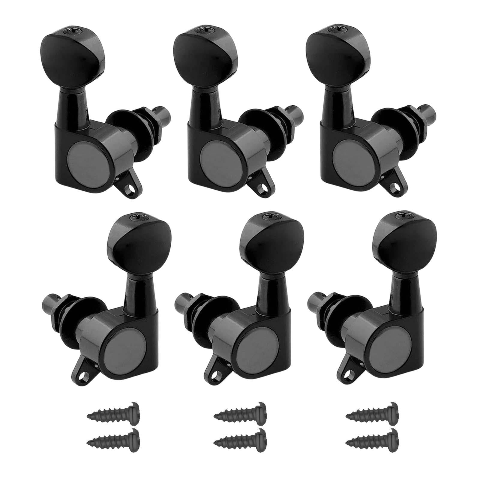 6x Guitar Tuning Pegs Sealed String Pegs for Classic Guitars Electric Guitar Black 3L3R