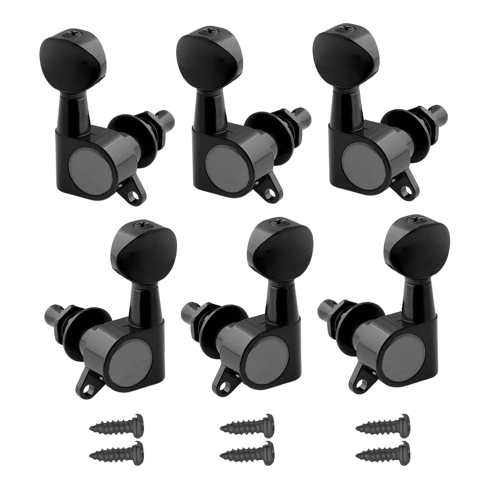 6x Guitar Tuning Pegs Sealed String Pegs for Classic Guitars Electric Guitar Black 3L3R