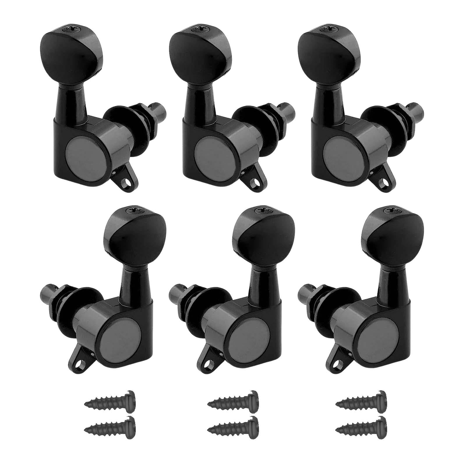 6x Guitar Tuning Pegs Sealed String Pegs for Classic Guitars Electric Guitar Black 3L3R