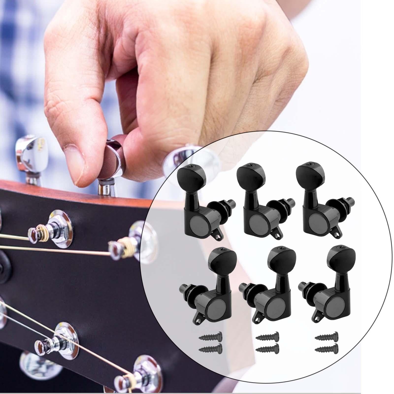 6x Guitar Tuning Pegs Sealed String Pegs for Classic Guitars Electric Guitar Black 3L3R