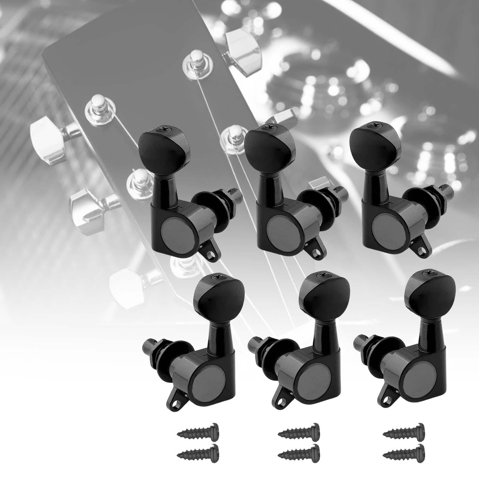 6x Guitar Tuning Pegs Sealed String Pegs for Classic Guitars Electric Guitar Black 3L3R