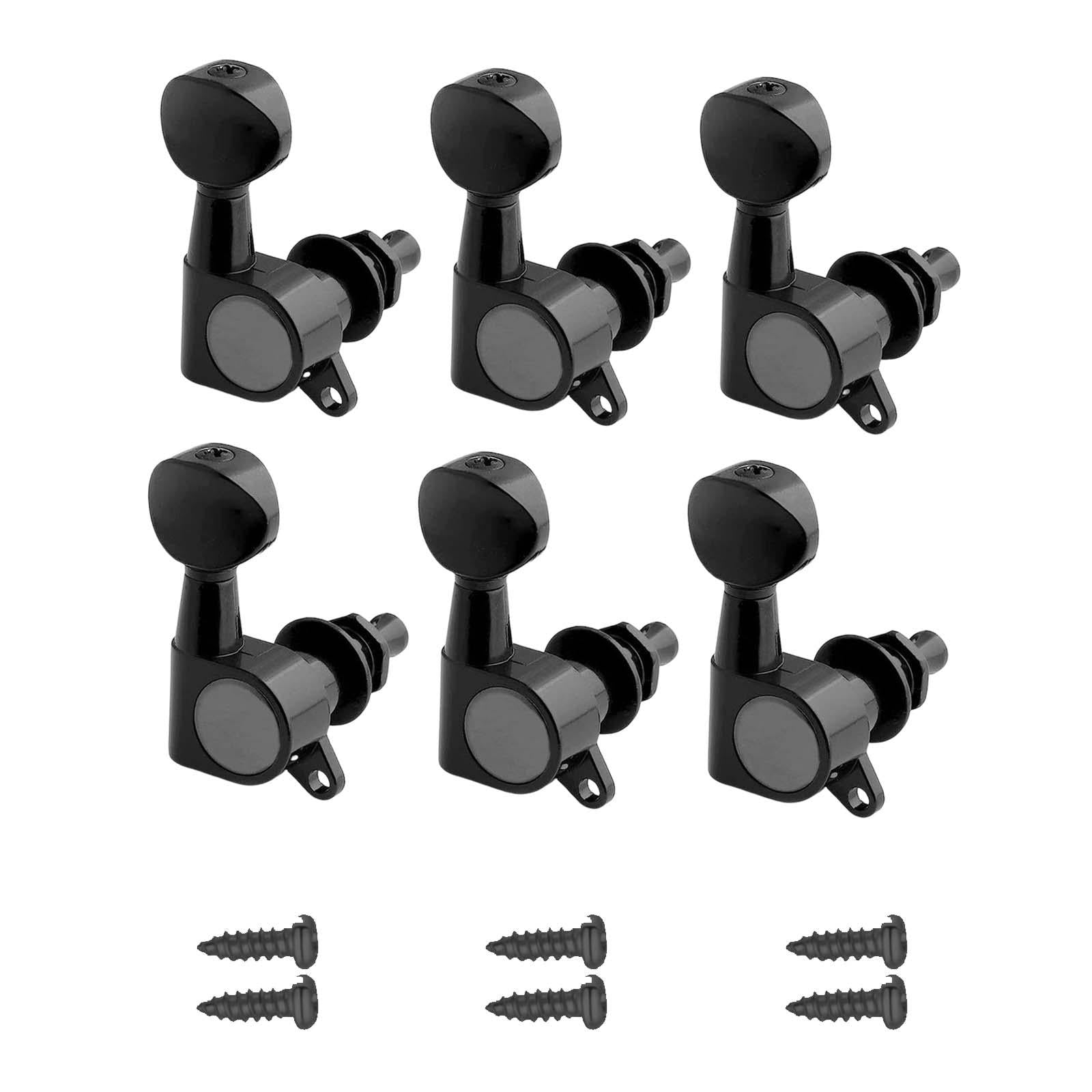 6x Guitar Tuning Pegs Sealed String Pegs for Classic Guitars Electric Guitar Black 6R