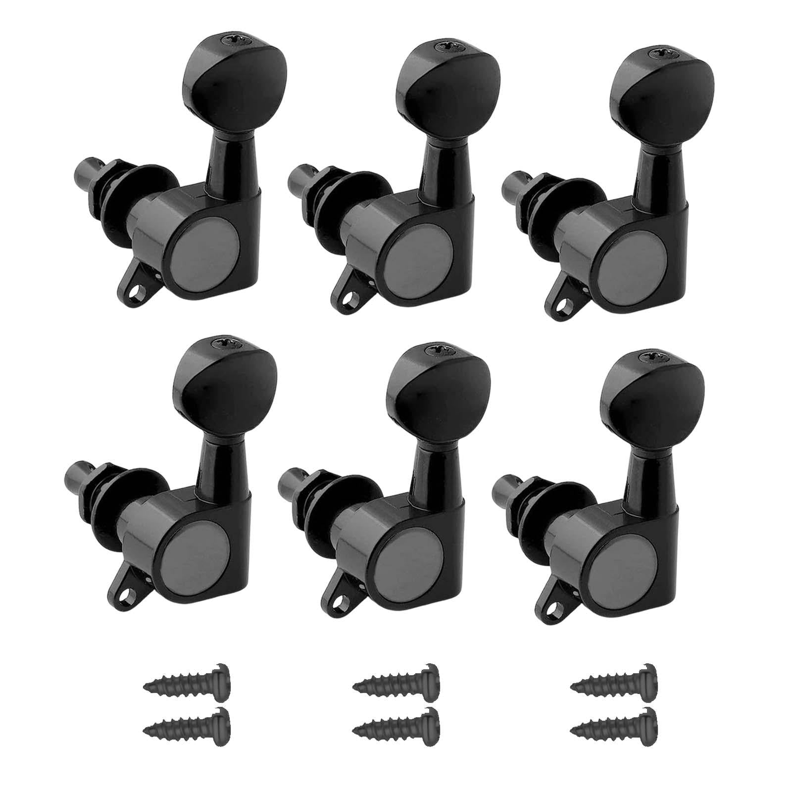 6x Guitar Tuning Pegs Sealed String Pegs for Classic Guitars Electric Guitar Black 6L