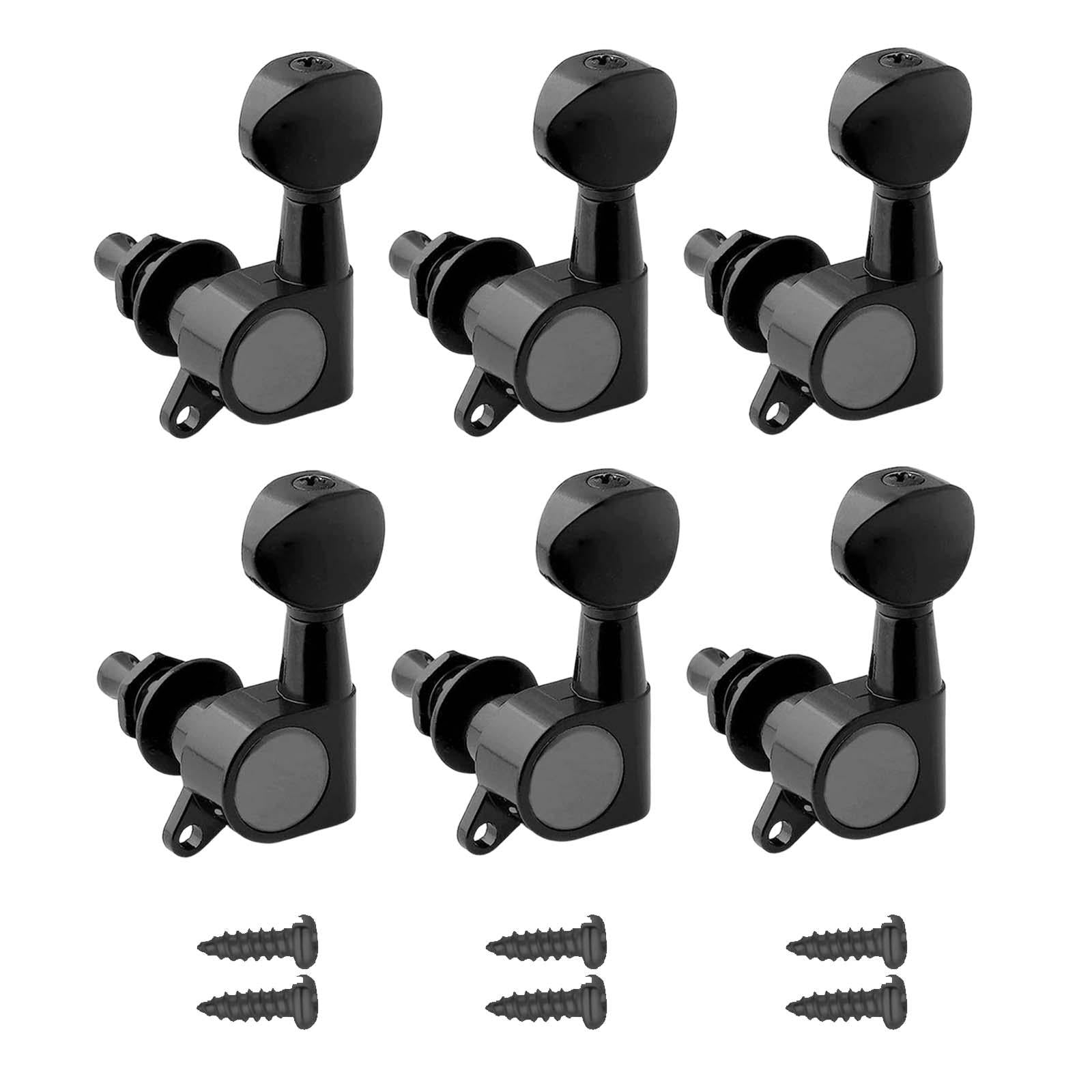 6x Guitar Tuning Pegs Sealed String Pegs for Classic Guitars Electric Guitar Black 6L