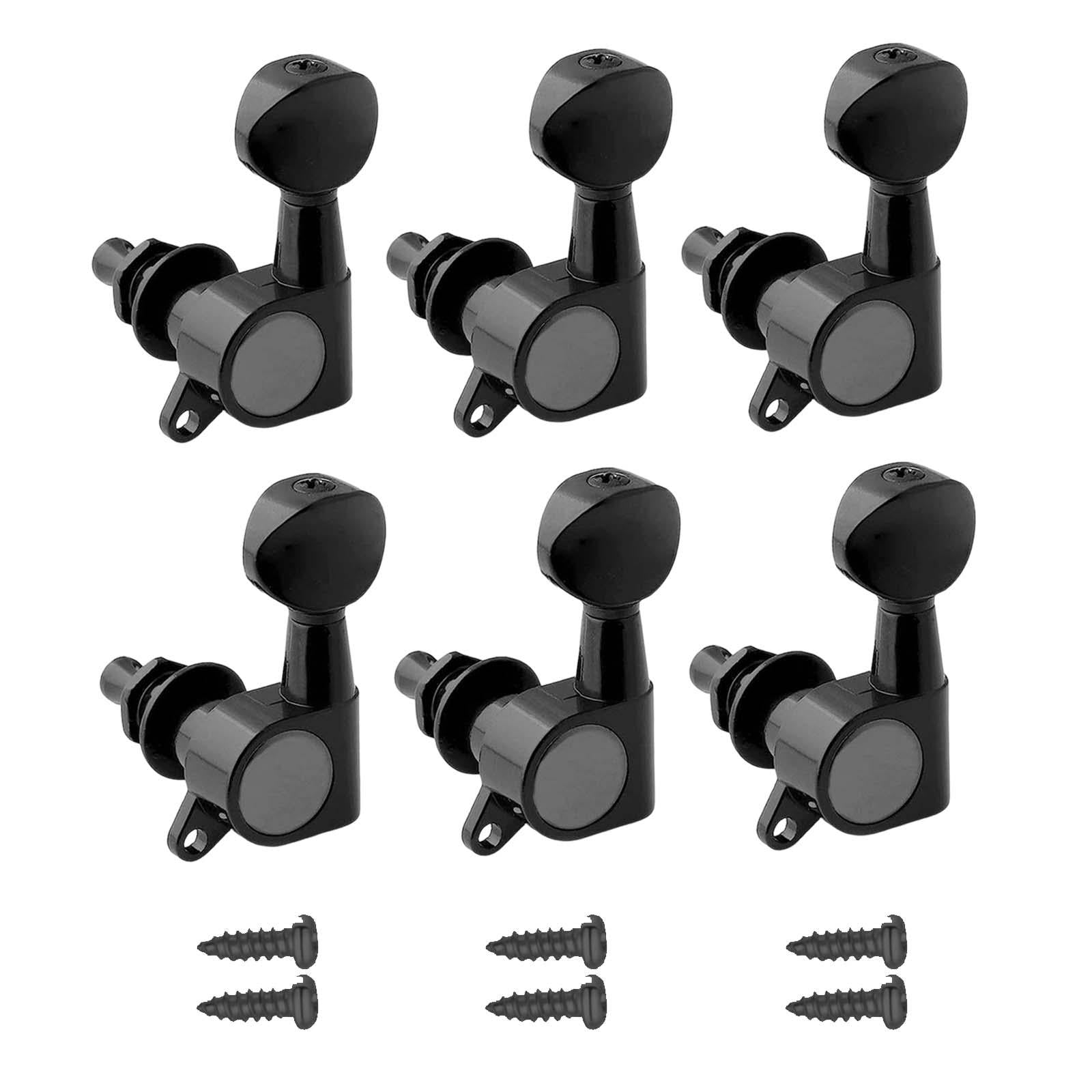 6x Guitar Tuning Pegs Sealed String Pegs for Classic Guitars Electric Guitar Black 6L