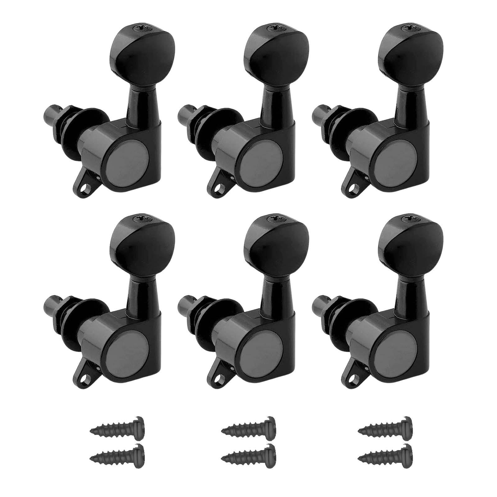 6x Guitar Tuning Pegs Sealed String Pegs for Classic Guitars Electric Guitar Black 6L