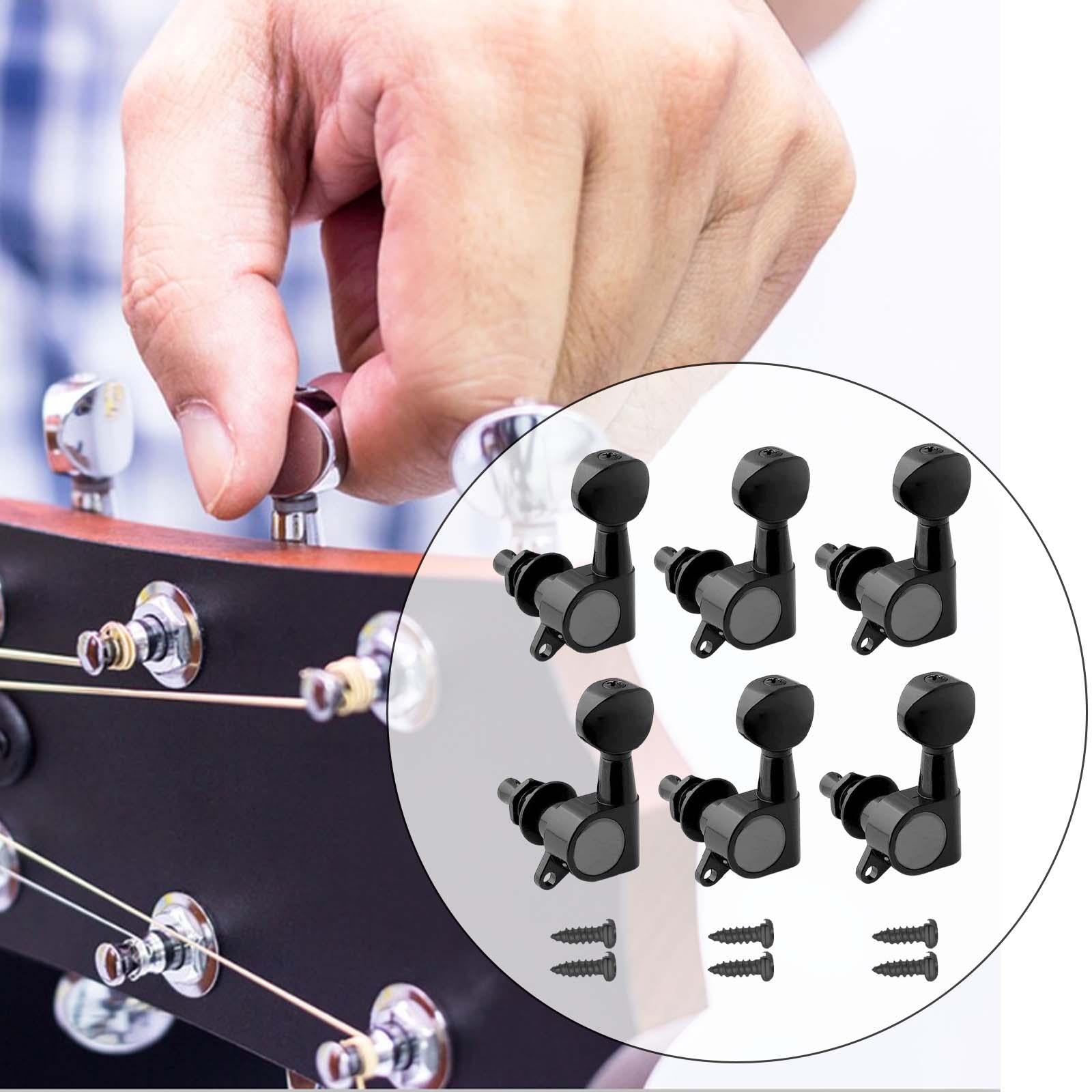 6x Guitar Tuning Pegs Sealed String Pegs for Classic Guitars Electric Guitar Black 6L