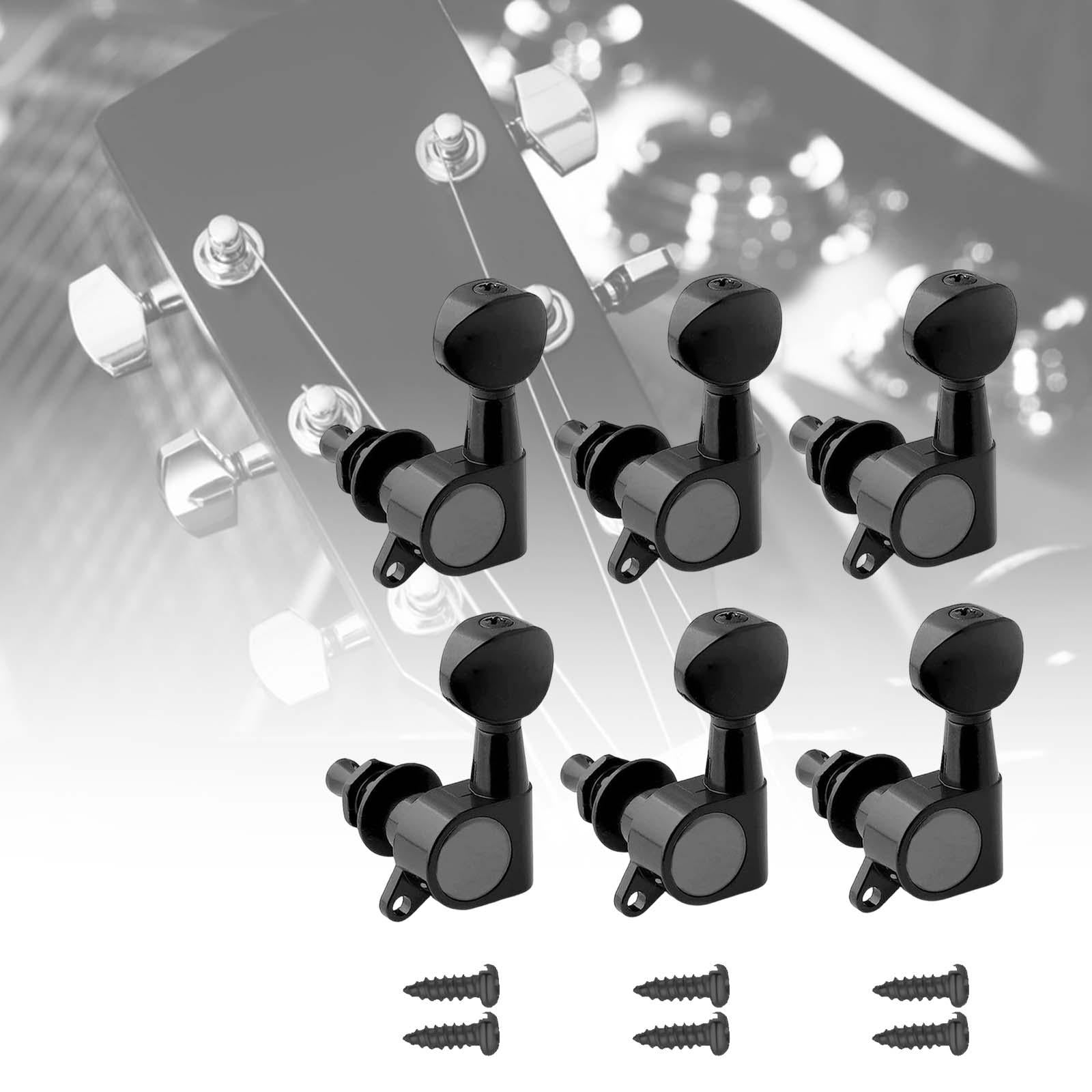 6x Guitar Tuning Pegs Sealed String Pegs for Classic Guitars Electric Guitar Black 6L