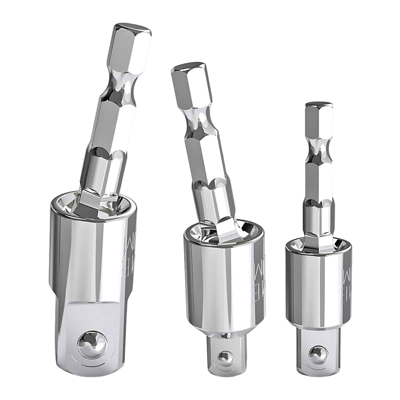 3 Pieces 360° Rotatable Universal Joint Swivel Socket for Car Repair Repairs Argent