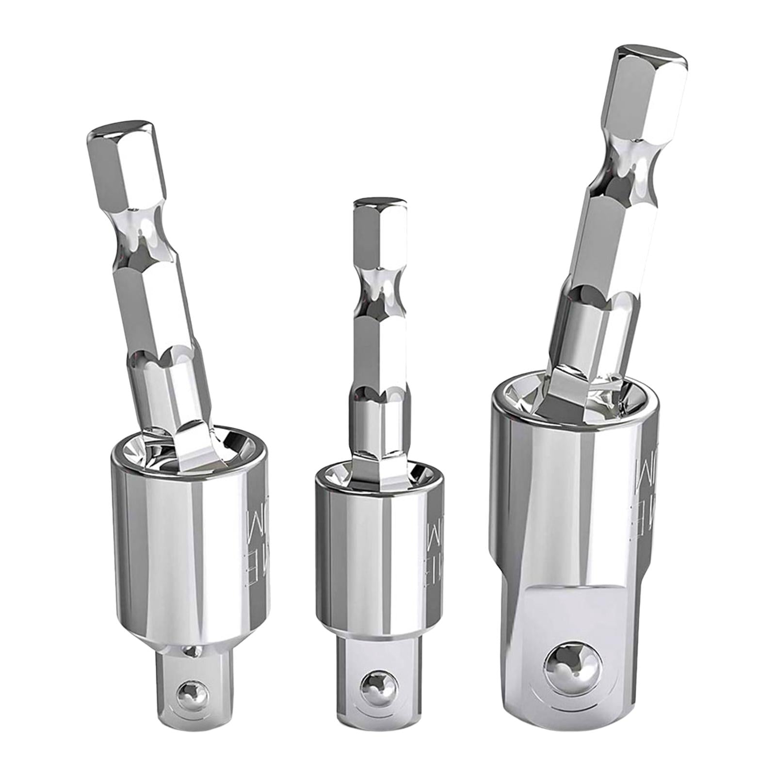 3 Pieces 360° Rotatable Universal Joint Swivel Socket for Car Repair Repairs Argent