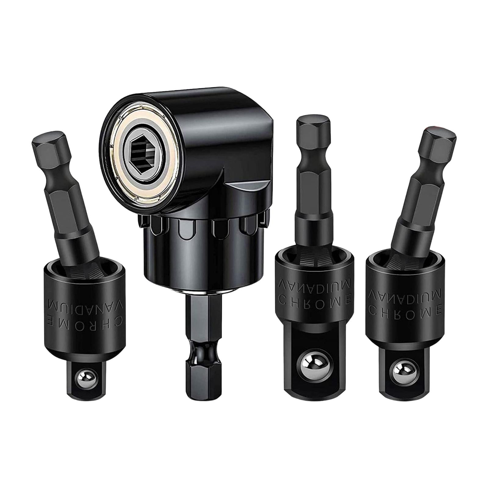 3 Pieces 360° Rotatable Universal Joint Swivel Socket for Car Repair Repairs Black and Attachment