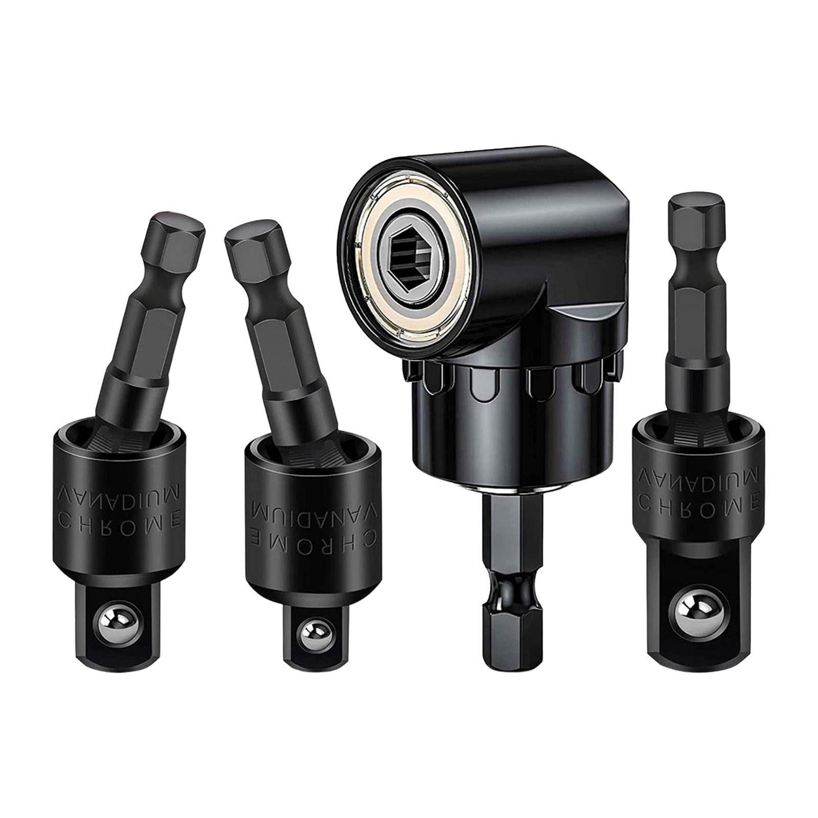 3 Pieces 360° Rotatable Universal Joint Swivel Socket for Car Repair Repairs Black and Attachment