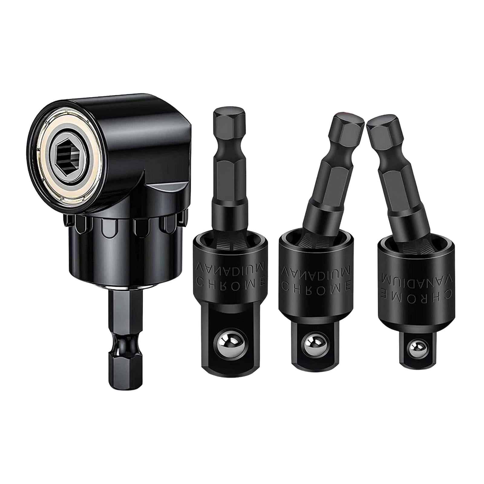 3 Pieces 360° Rotatable Universal Joint Swivel Socket for Car Repair Repairs Black and Attachment