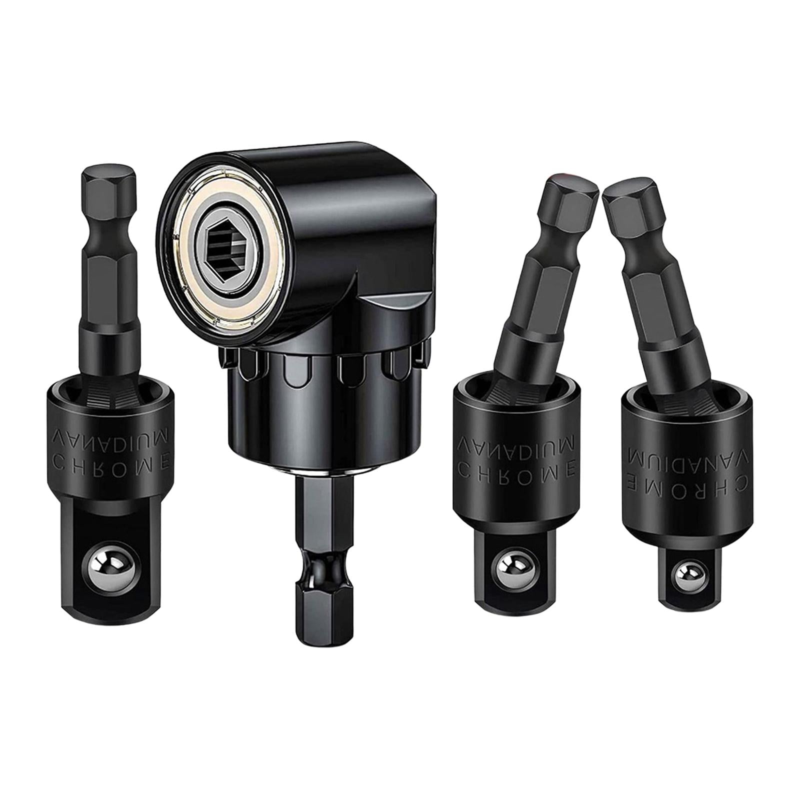 3 Pieces 360° Rotatable Universal Joint Swivel Socket for Car Repair Repairs Black and Attachment