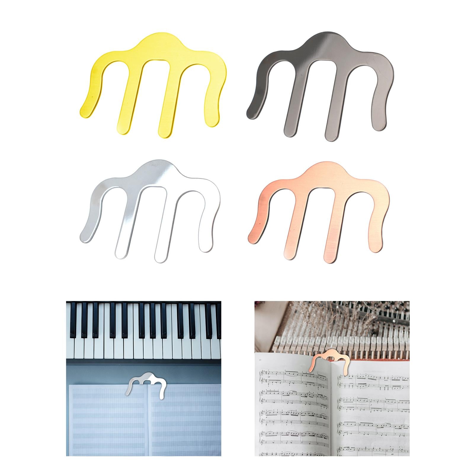 Piano Sheet Clip Portable Alloy Page Holder for Pianos Book Cookbook Reading Aureate