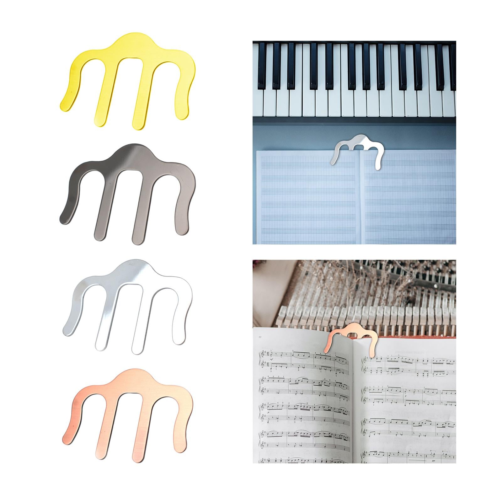 Piano Sheet Clip Portable Alloy Page Holder for Pianos Book Cookbook Reading Aureate