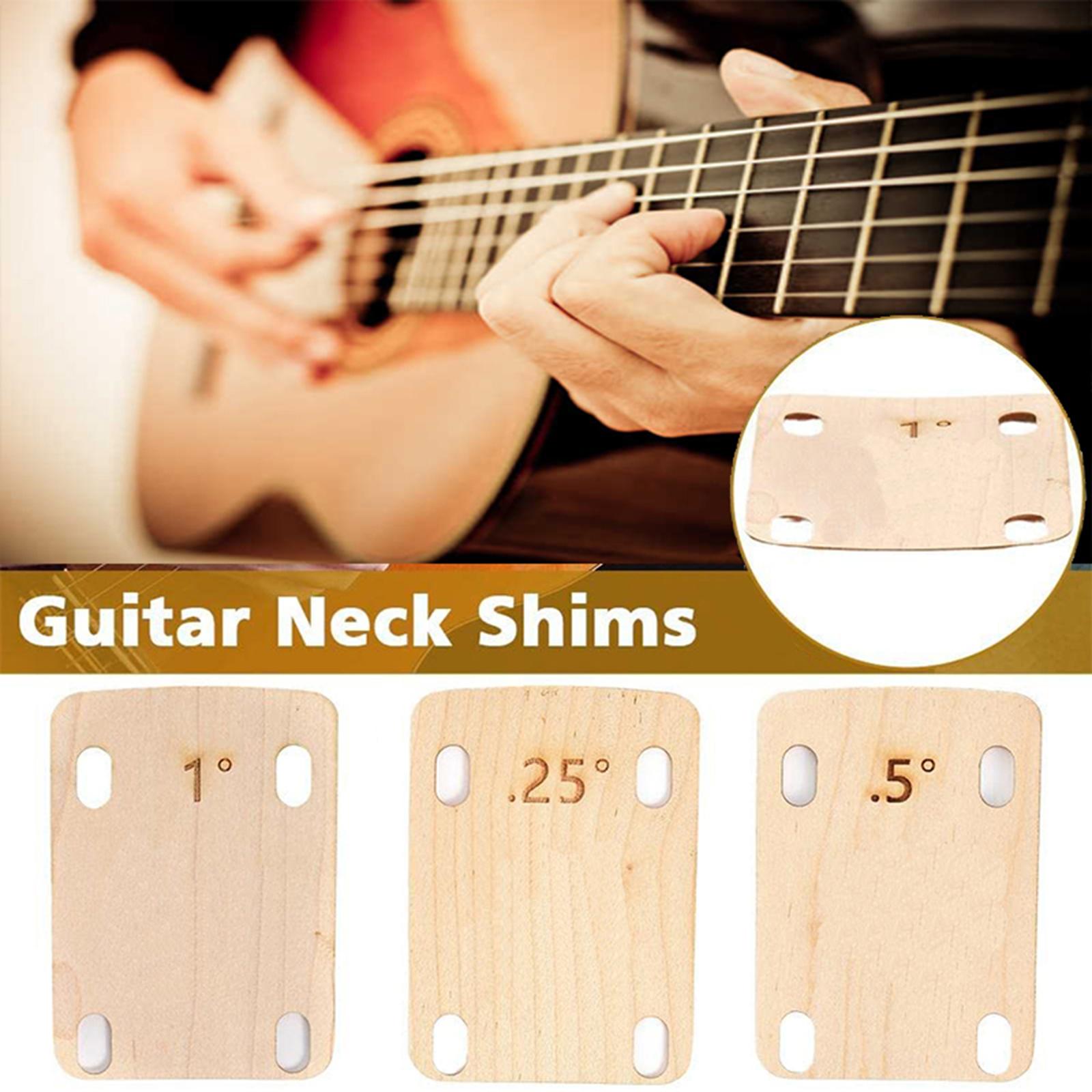 3 Pieces Guitar Neck Shims Wooden Guitar Neck Spacers for Bolt on Neck Bolts