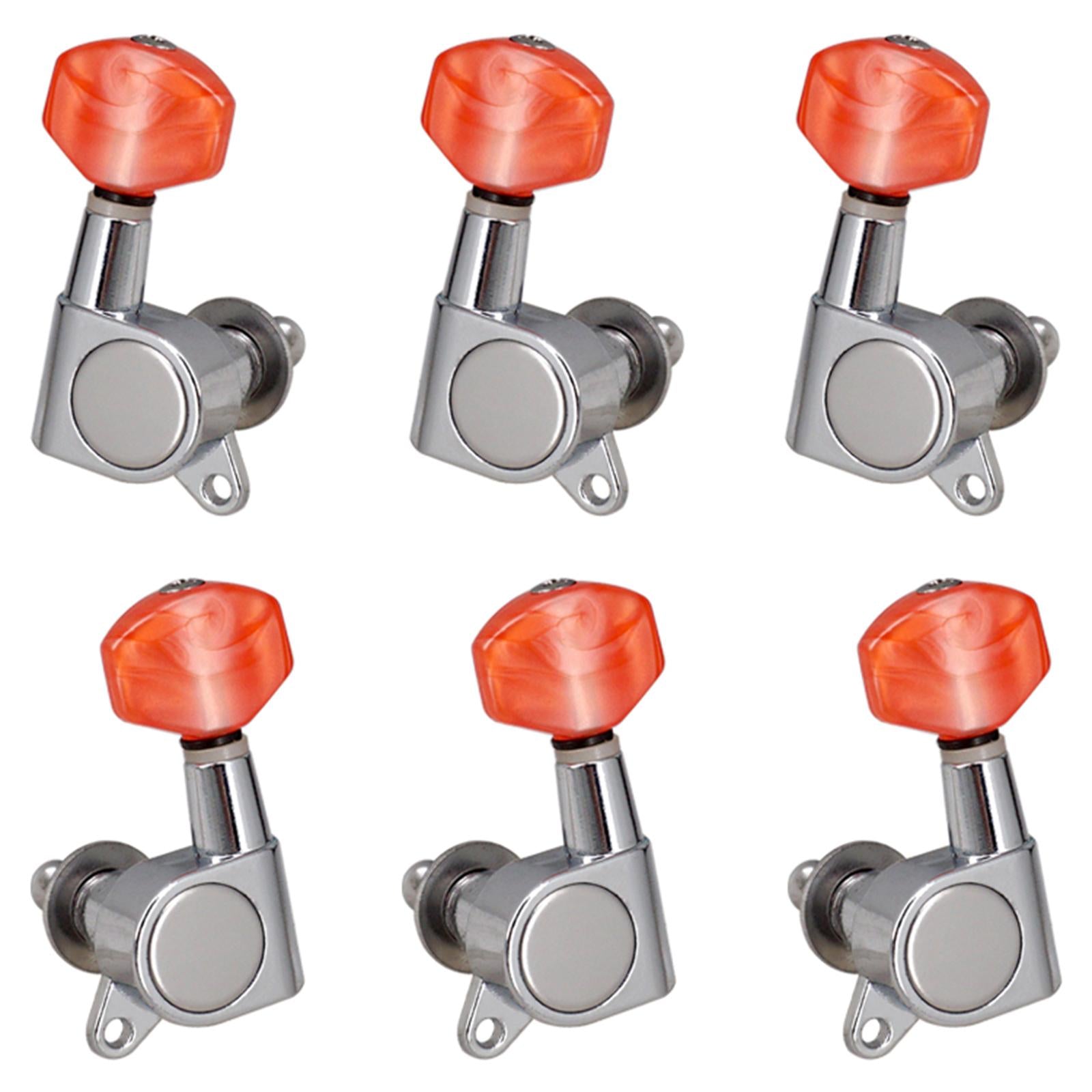 6x Metal Enclosed Tuner Head 3R3L Tuning Keys Head Knob for Acoustic Guitar Sliver