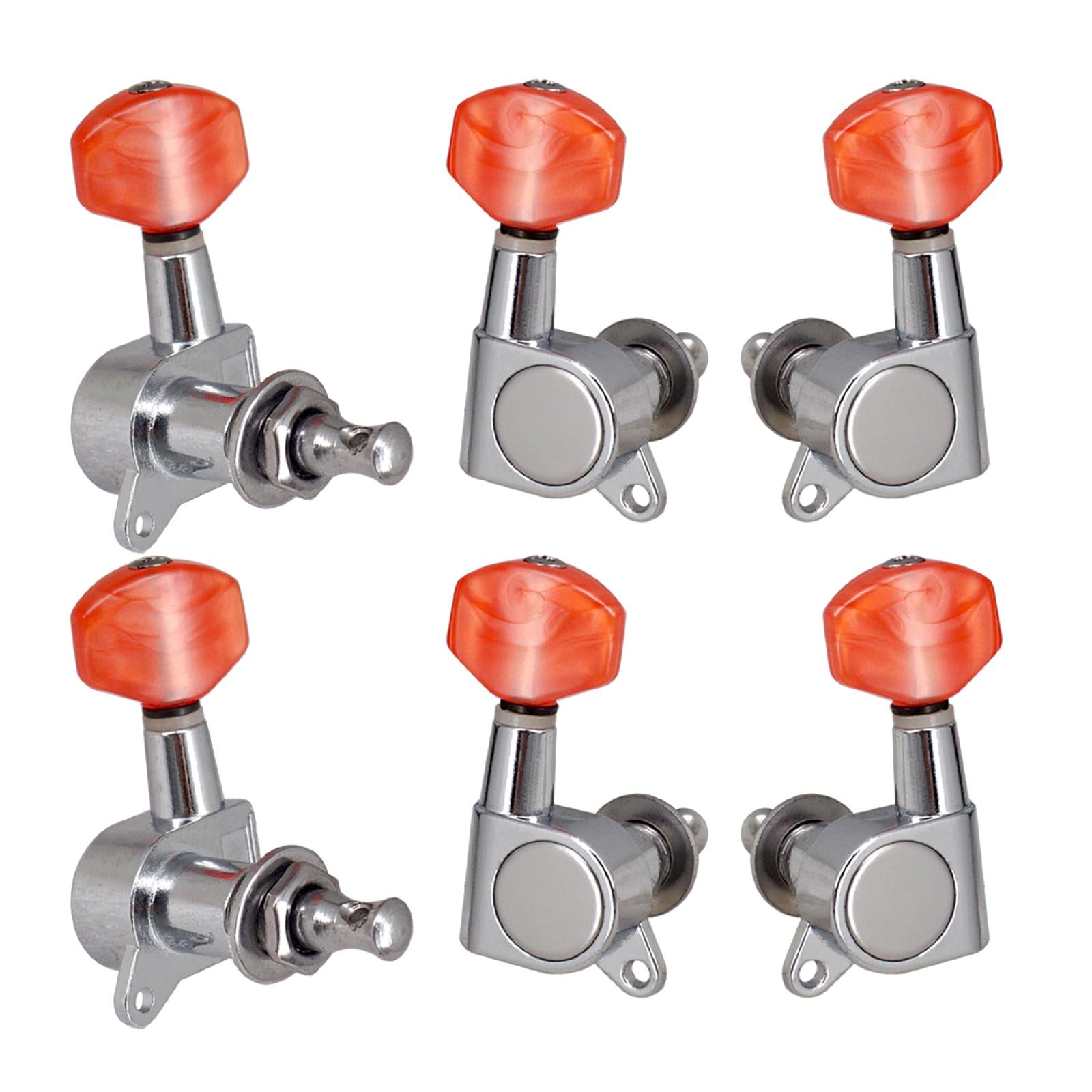 6x Metal Enclosed Tuner Head 3R3L Tuning Keys Head Knob for Acoustic Guitar Sliver