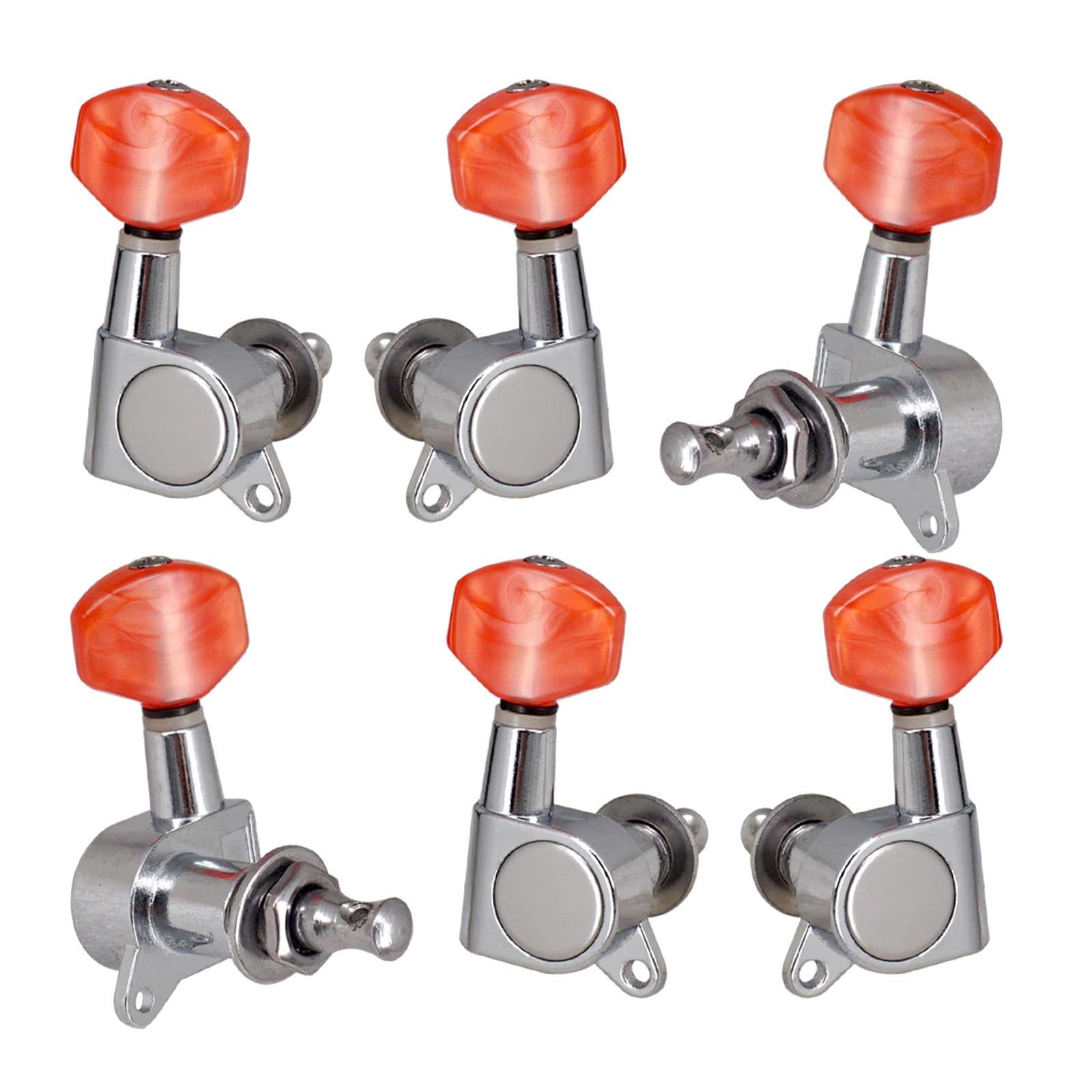 6x Metal Enclosed Tuner Head 3R3L Tuning Keys Head Knob for Acoustic Guitar Sliver