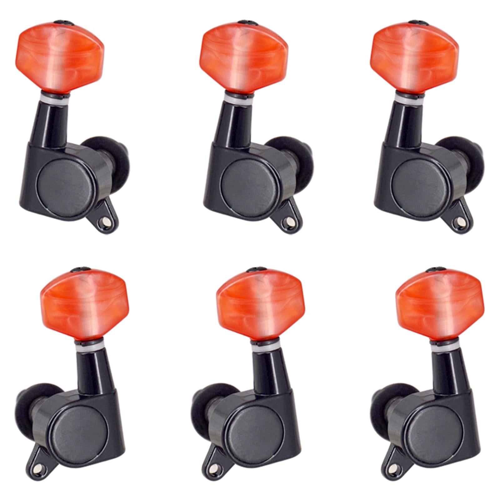 6x Metal Enclosed Tuner Head 3R3L Tuning Keys Head Knob for Acoustic Guitar Black