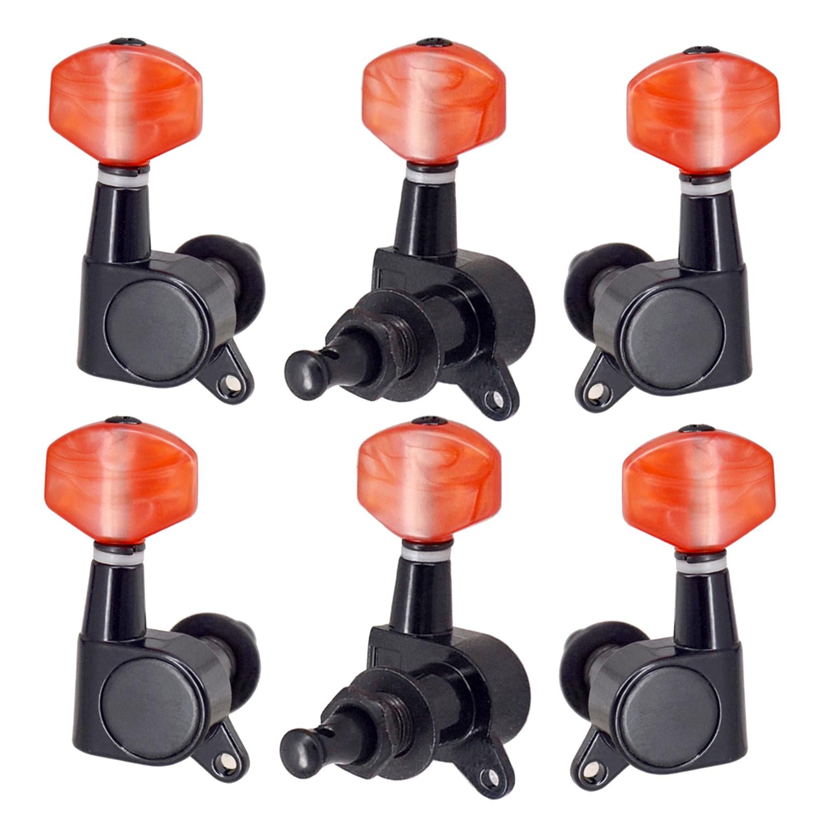 6x Metal Enclosed Tuner Head 3R3L Tuning Keys Head Knob for Acoustic Guitar Black