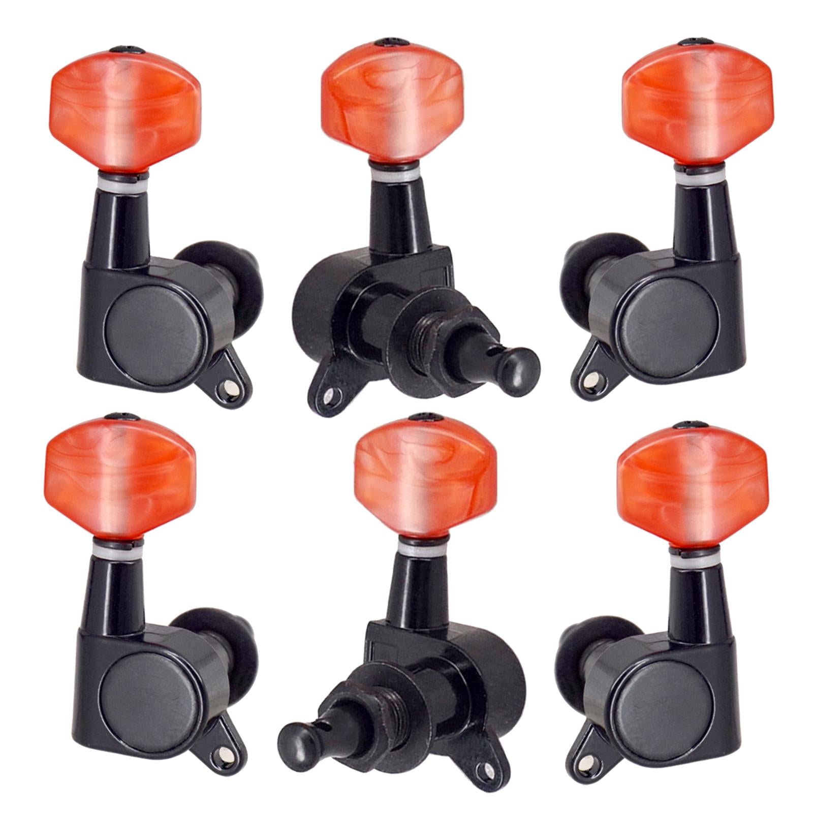 6x Metal Enclosed Tuner Head 3R3L Tuning Keys Head Knob for Acoustic Guitar Black