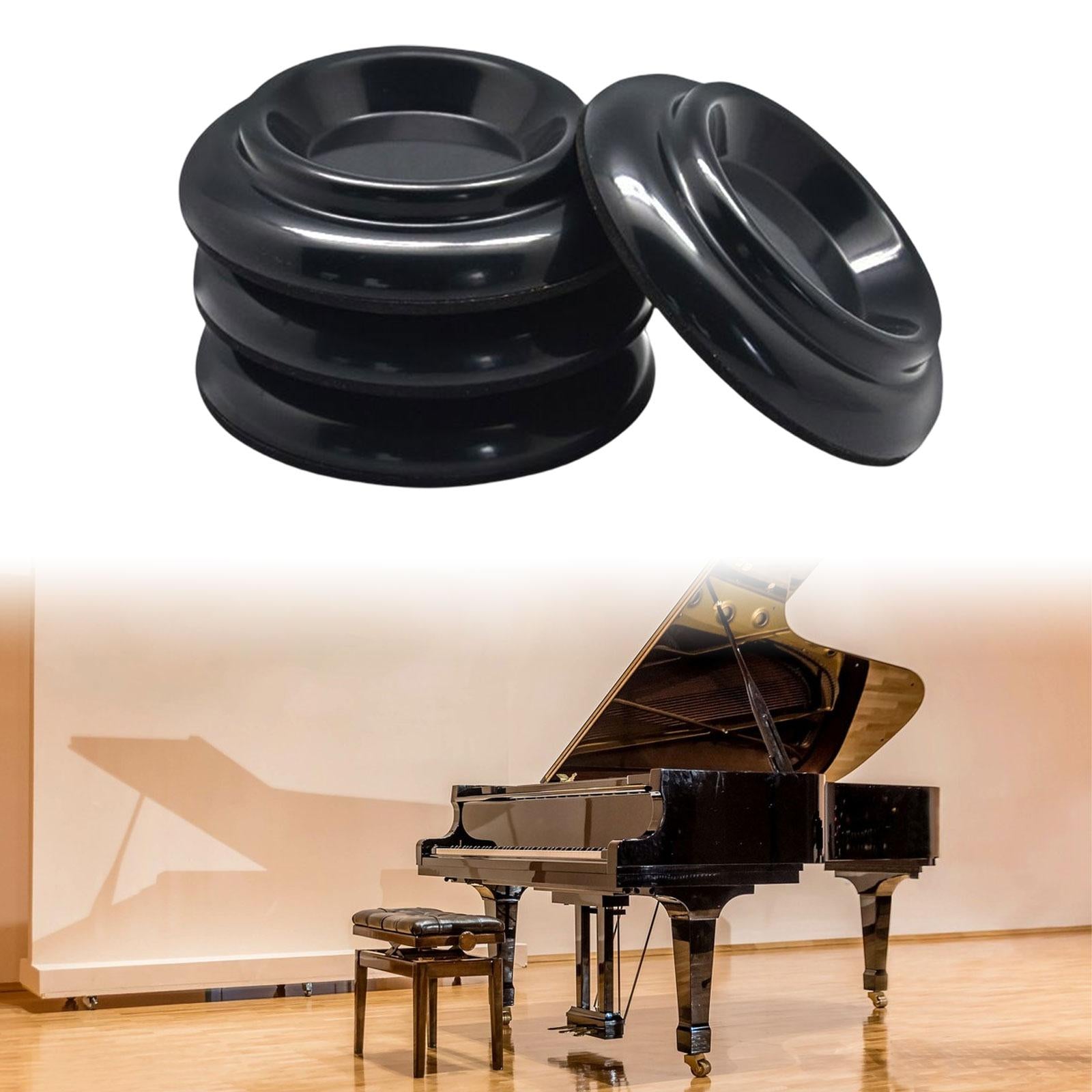 4Pcs Piano Caster Cups Protection Floor Anti Noise Foot Pad for Grand Pianos Black