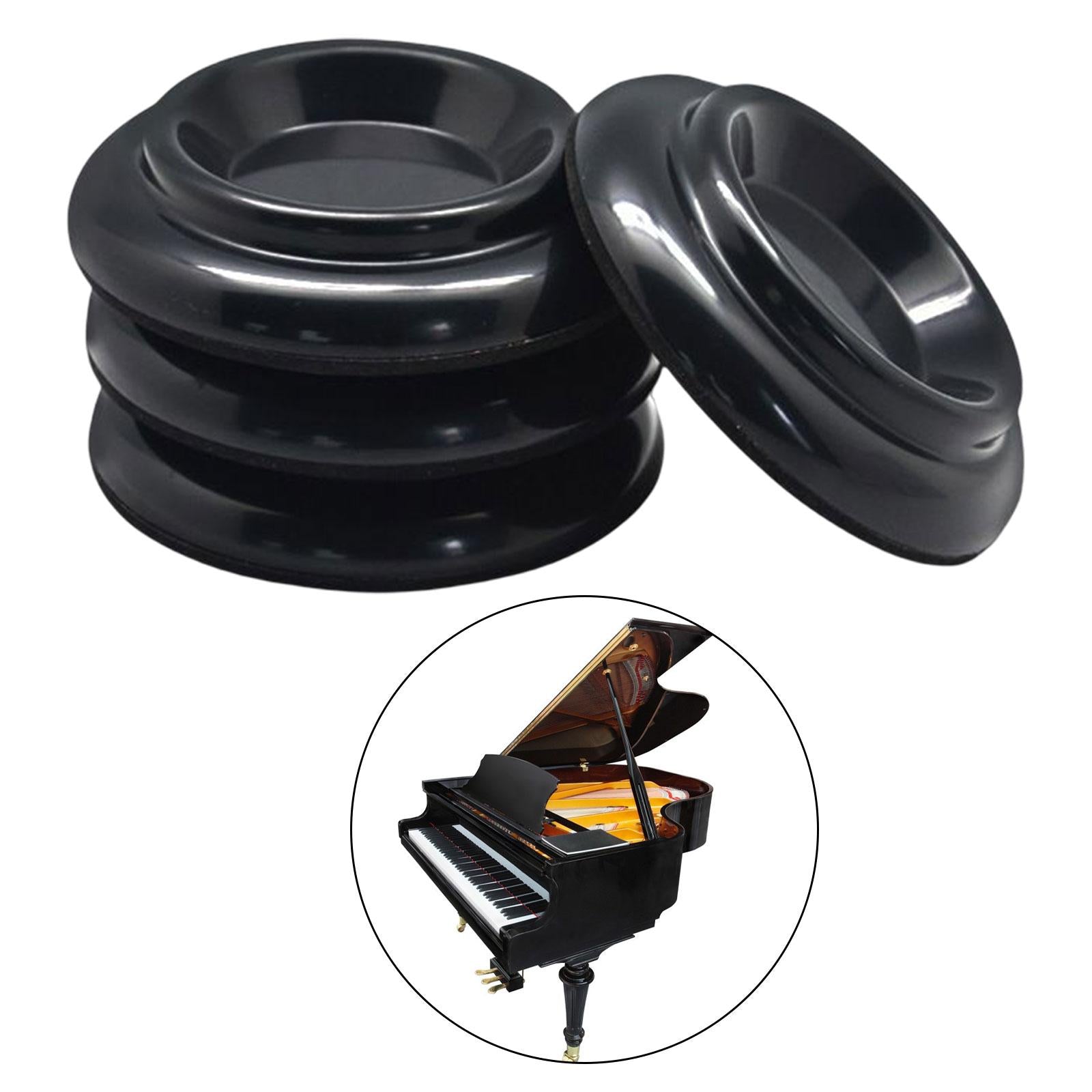 4Pcs Piano Caster Cups Protection Floor Anti Noise Foot Pad for Grand Pianos Black