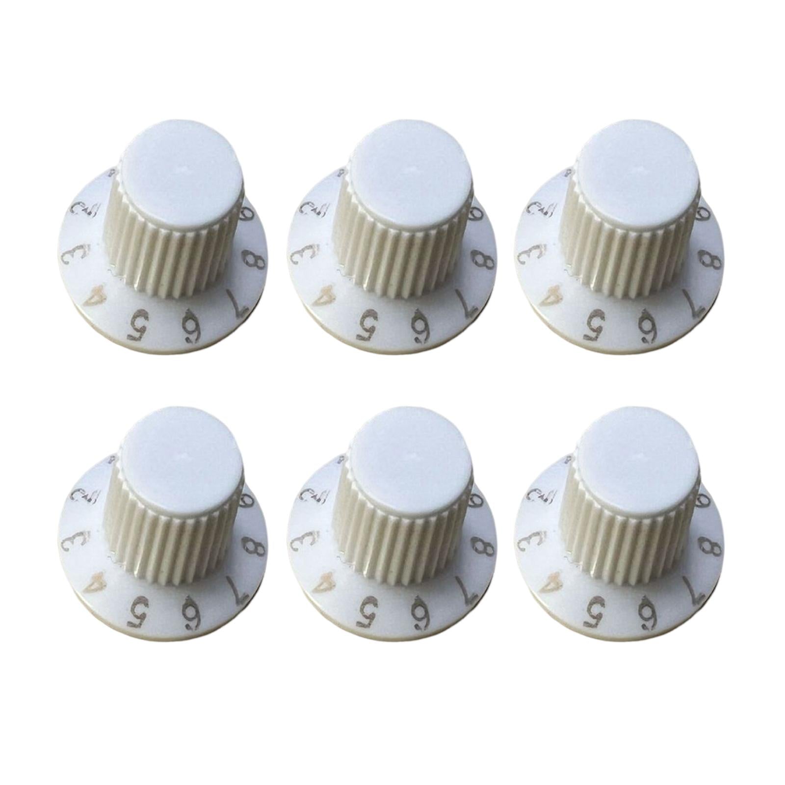 6 Pieces Audio Volume Switch Cap Rotary Knob Switch for Speakers Accessories white