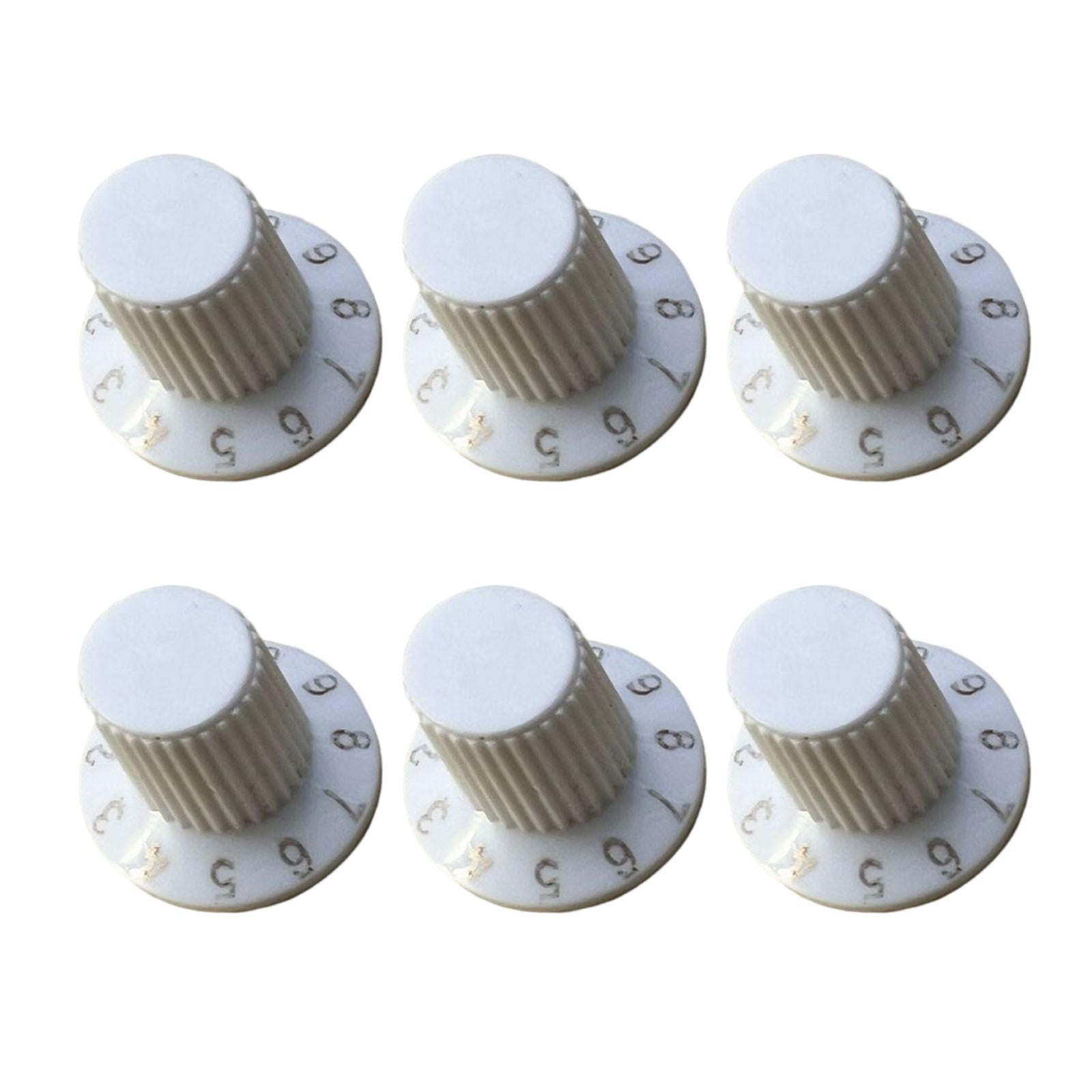 6 Pieces Audio Volume Switch Cap Rotary Knob Switch for Speakers Accessories white