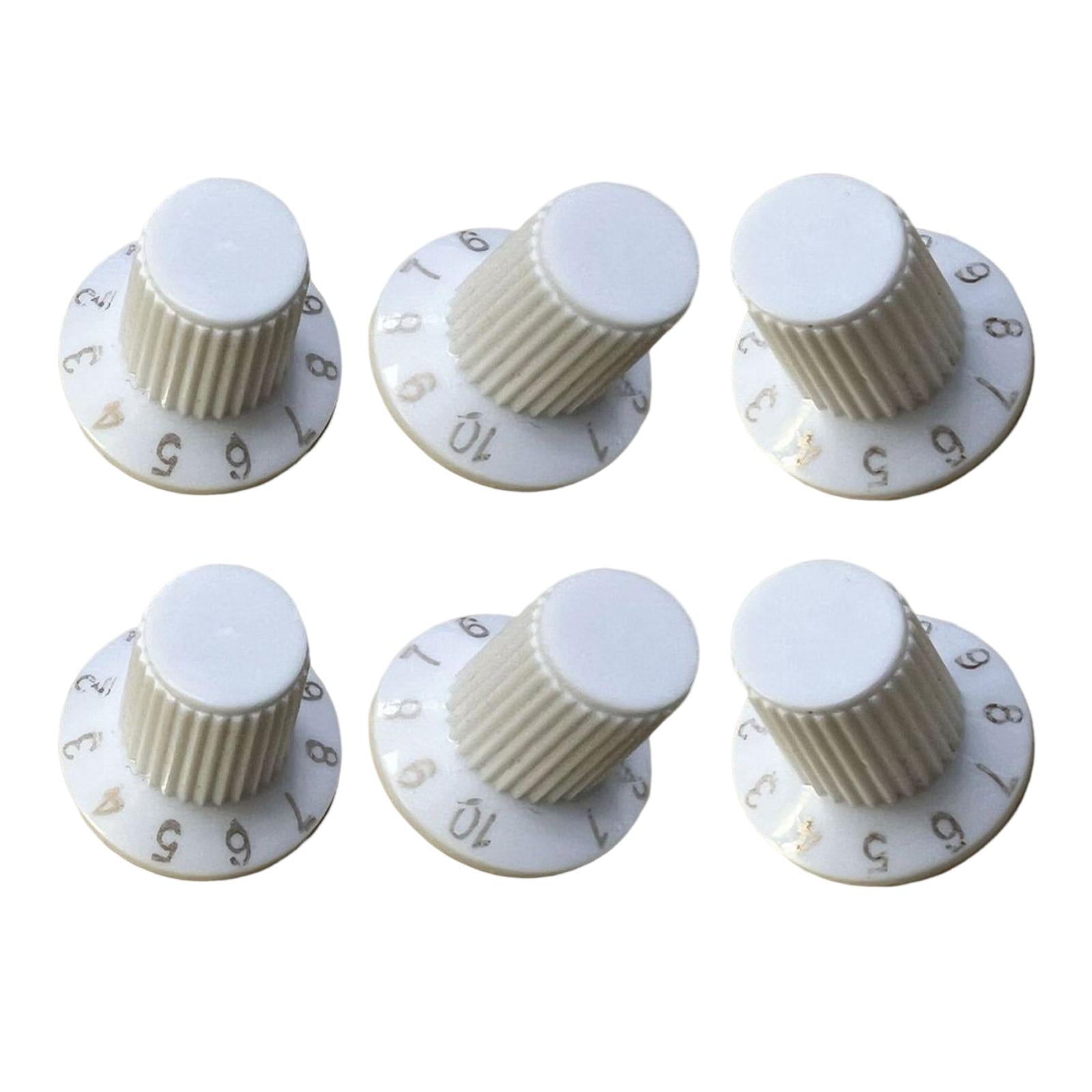 6 Pieces Audio Volume Switch Cap Rotary Knob Switch for Speakers Accessories white