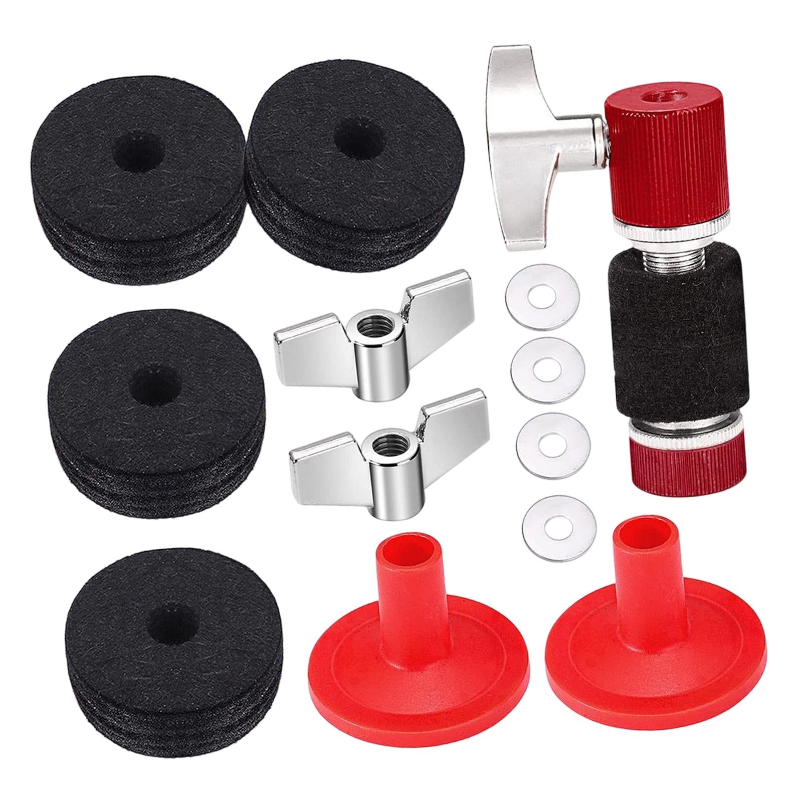 13Pcs Cymbal Replacement Accessories with Wing Nuts Durable Cymbal Felt Kits 13pcs Red