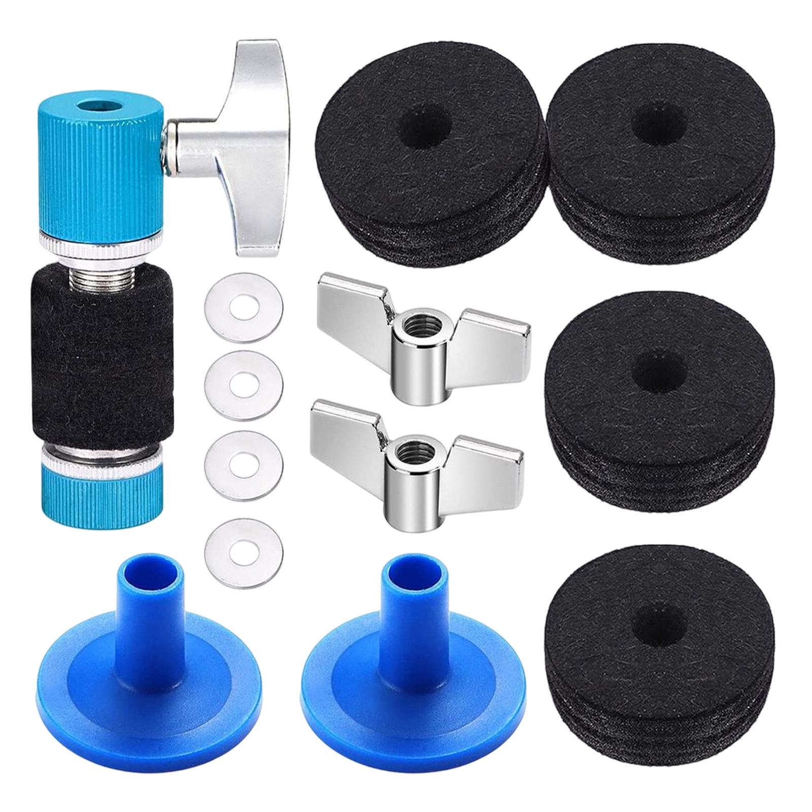 13Pcs Cymbal Replacement Accessories with Wing Nuts Durable Cymbal Felt Kits 13pcs Blue