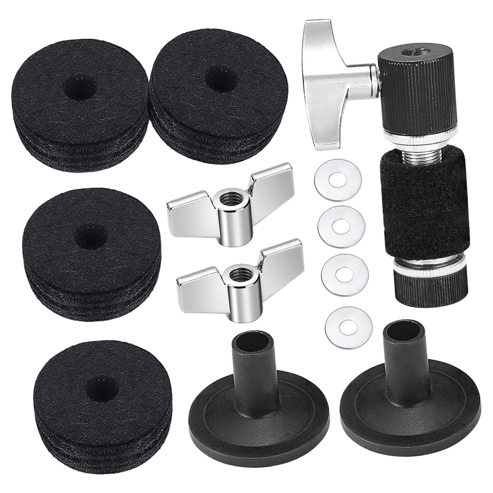 13Pcs Cymbal Replacement Accessories with Wing Nuts Durable Cymbal Felt Kits 13pcs Black