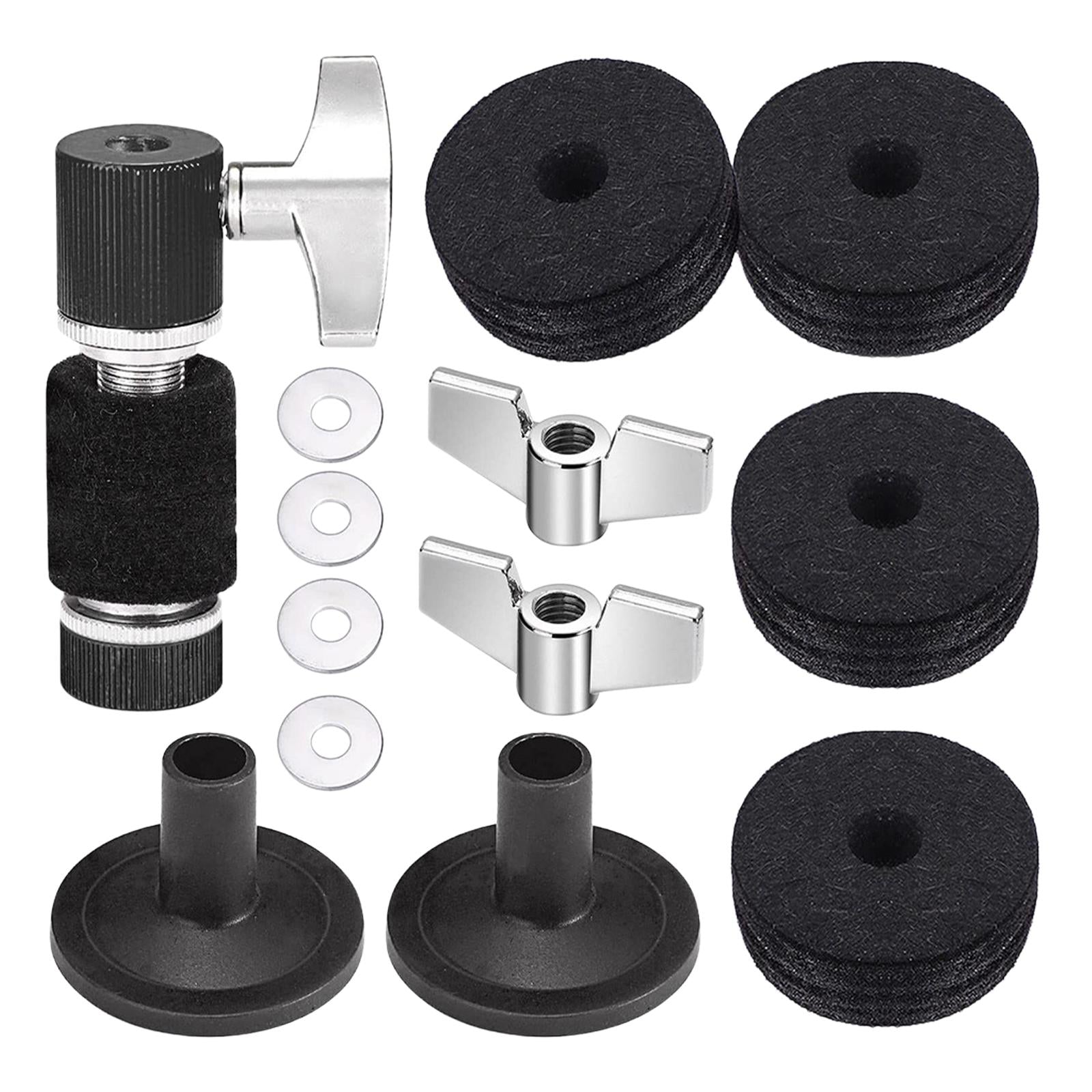 13Pcs Cymbal Replacement Accessories with Wing Nuts Durable Cymbal Felt Kits 13pcs Black