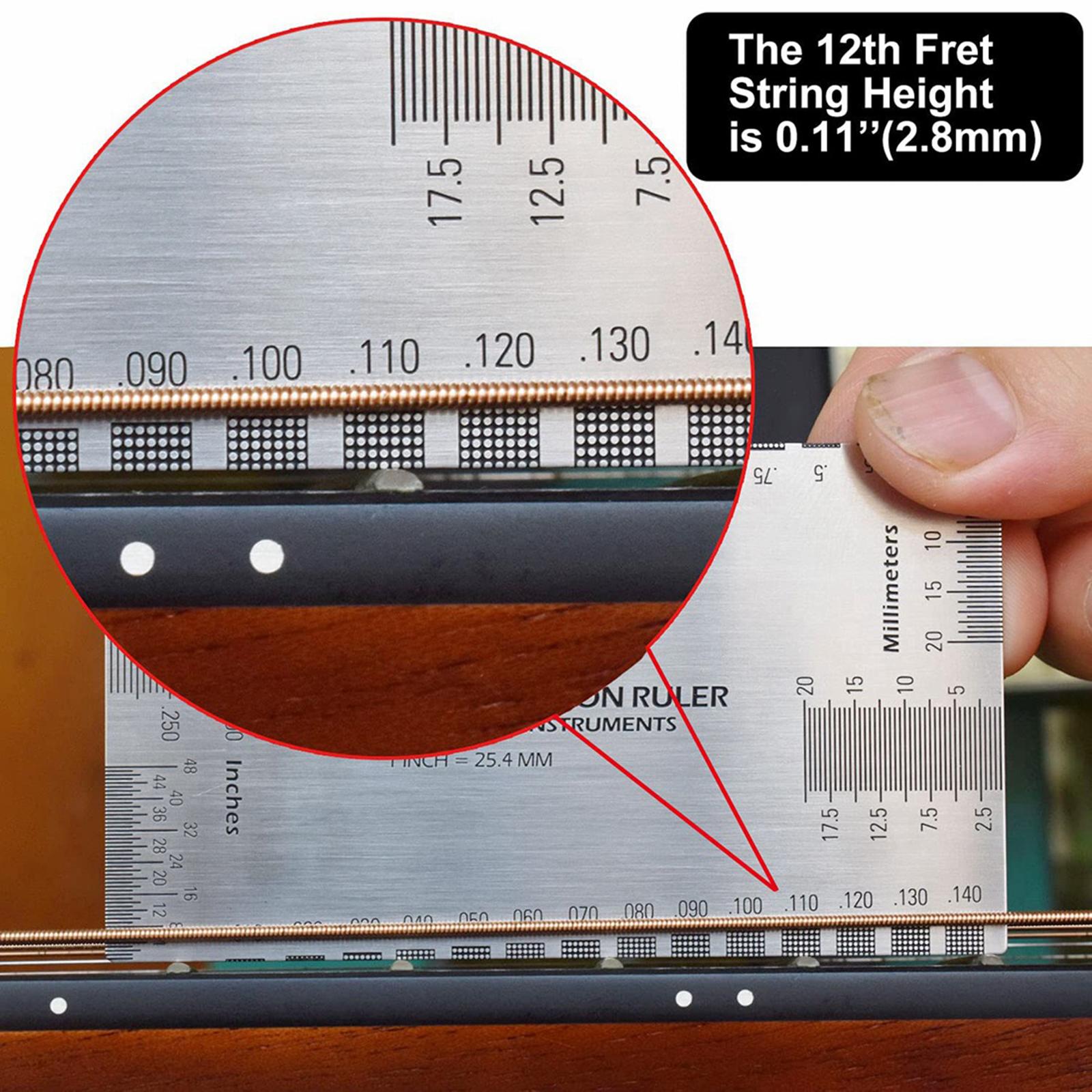 String Action Ruler Gauge Tool Guitar Luthier Tool for Banjo Acoustic Guitar