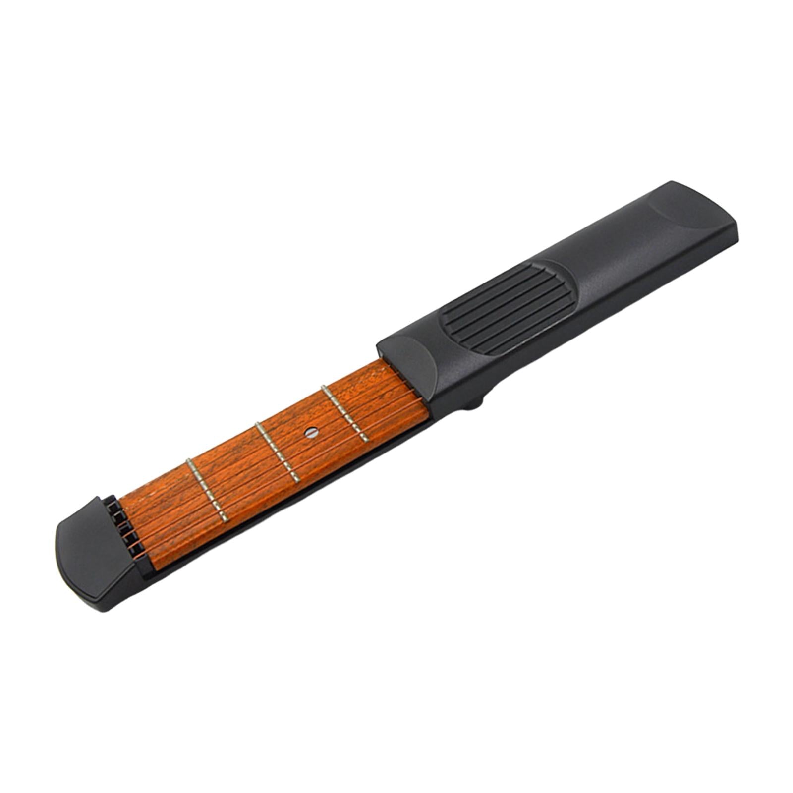 Pocket Guitar Mini Acoustic Practice Strings Tool Strings Trainer for Training 4 Fret Sapele Black