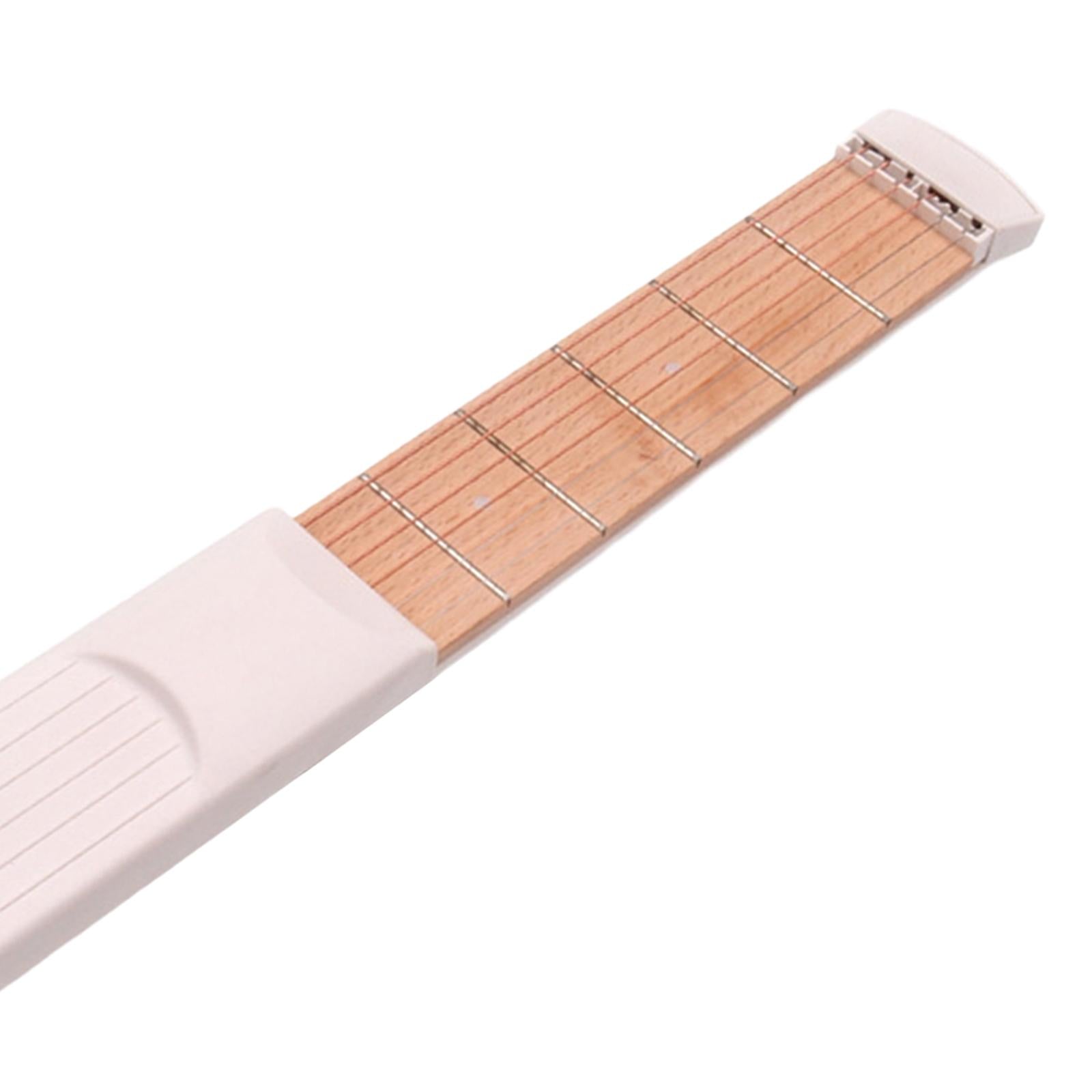 Pocket Guitar Mini Acoustic Practice Strings Tool Strings Trainer for Training 6 Fret Sapele White