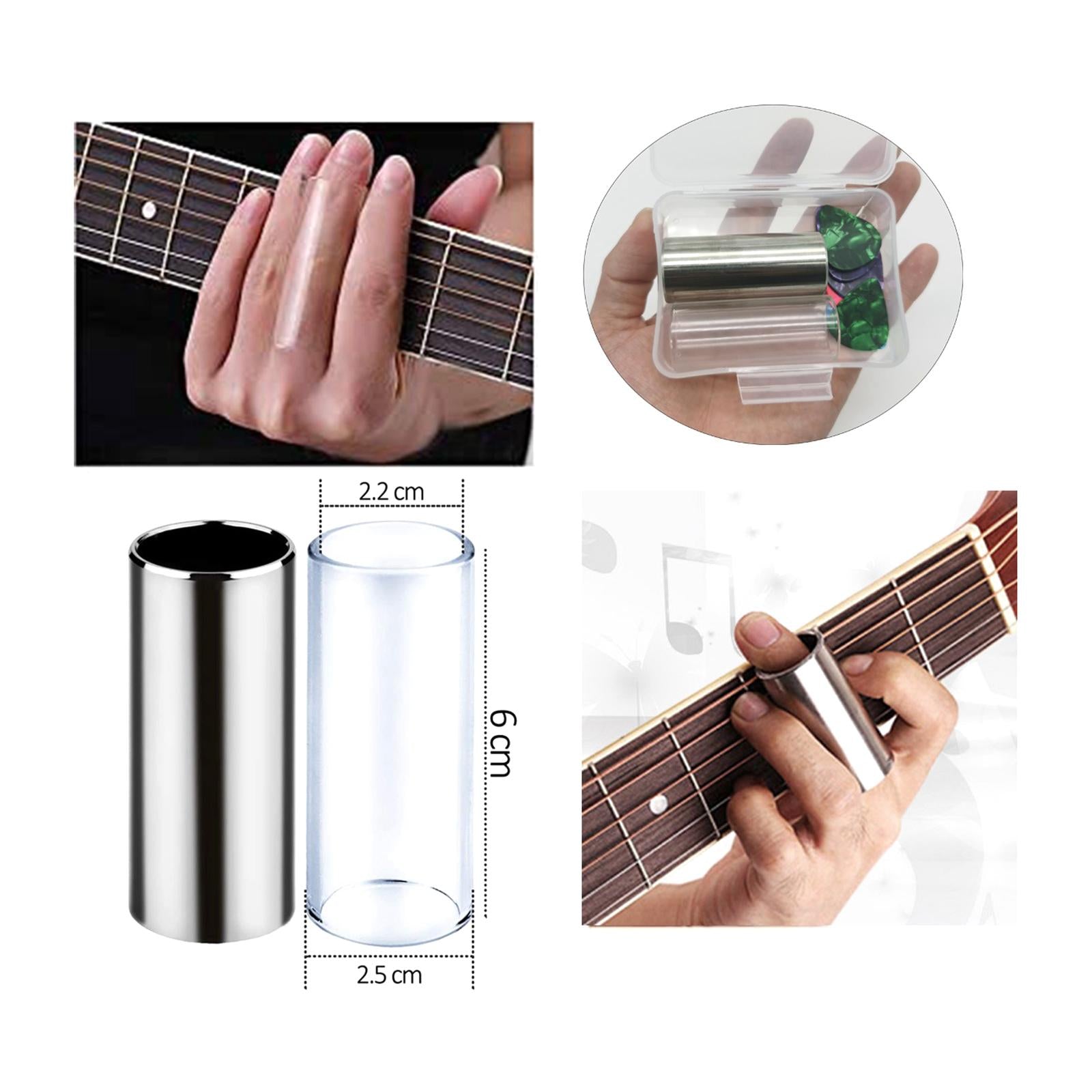 2 Pieces Medium Guitar Slides Kits and 10 Guitar Picks for Professional Bass