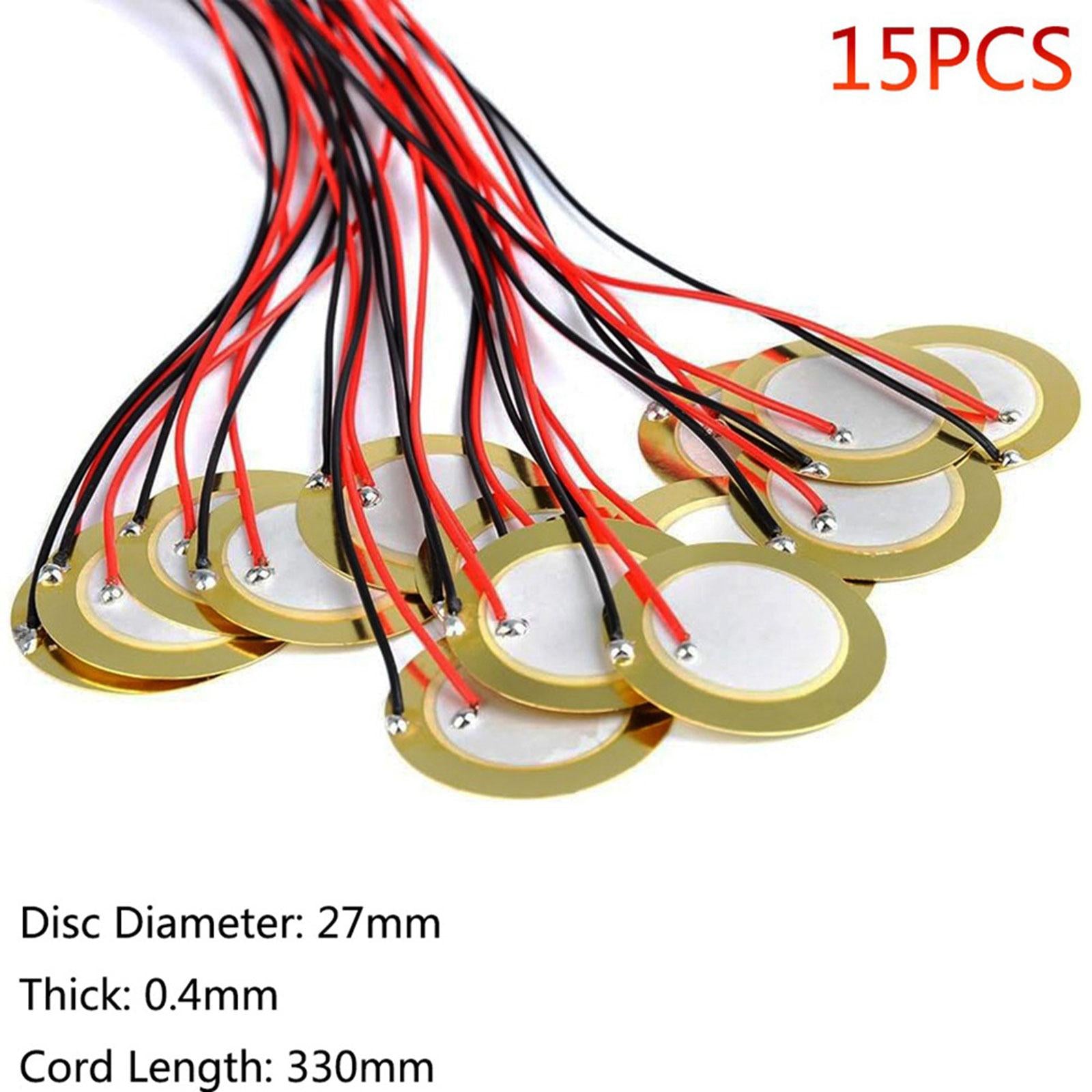 15Pcs Piezo Pickup 27mm Piezo Discs with 13