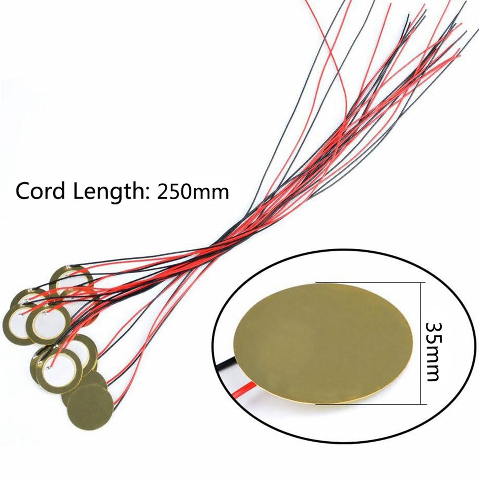 15Pcs Piezo Pickup 35mm Piezo Discs 250mm Wire for Acoustic Guitar Drum