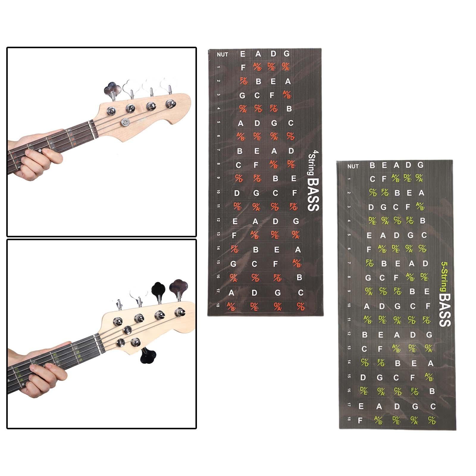 Guitar Fretboard Note Decal Bass Scales Sticker for Show Learner Performance 4string